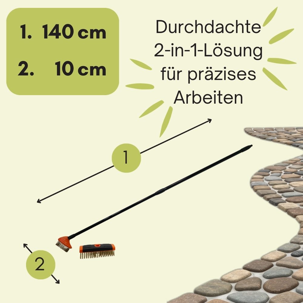GarPet Fugenkratzer Fugenkratzer Unkraut m. Stiel Unkraut Bürste Drahtbesen Pflastersteine