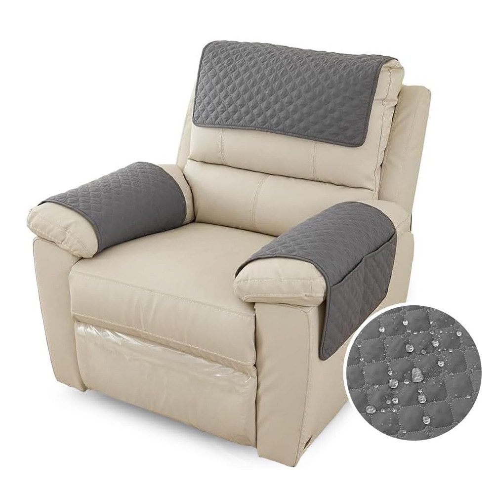 ibettertec Sesselschoner Sesselschoner Für Relaxsessel Mit Armlehnen, Sesselbezug Mit Taschen, Wasserdicht,Anti-Schmutz Waschbar Sesselschutz für Hunde Haustiere