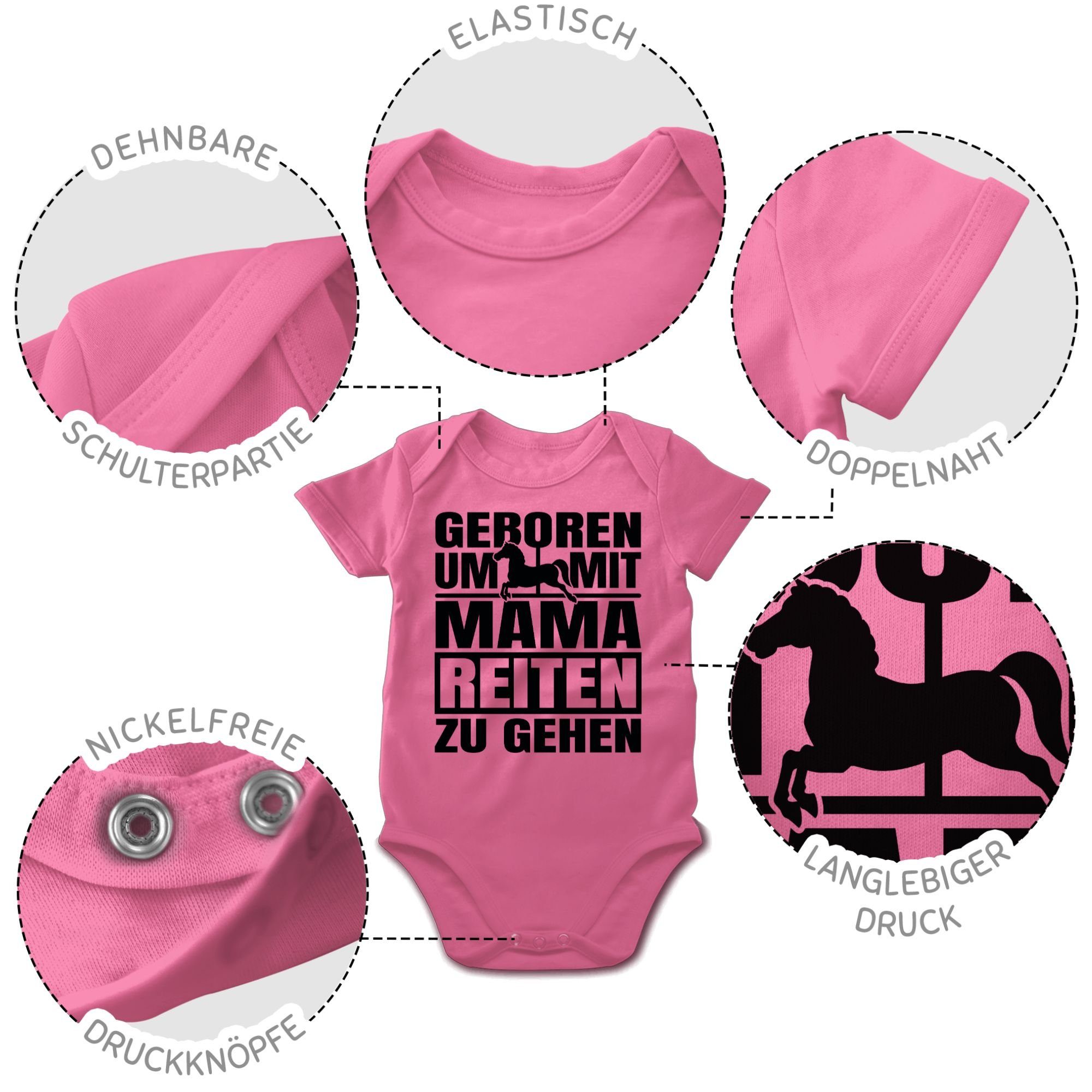 zu Mama Sprüche 1 schwarz Shirtbody Pink Baby um gehen mit reiten Shirtracer - Geboren