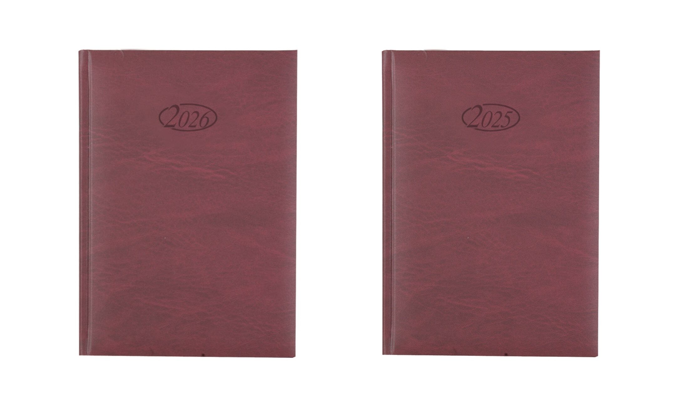 Stylex Schreibwaren Buchkalender Buchkalender Set 2025 + 2026 / Chefkalender / Farbe: bordeaux