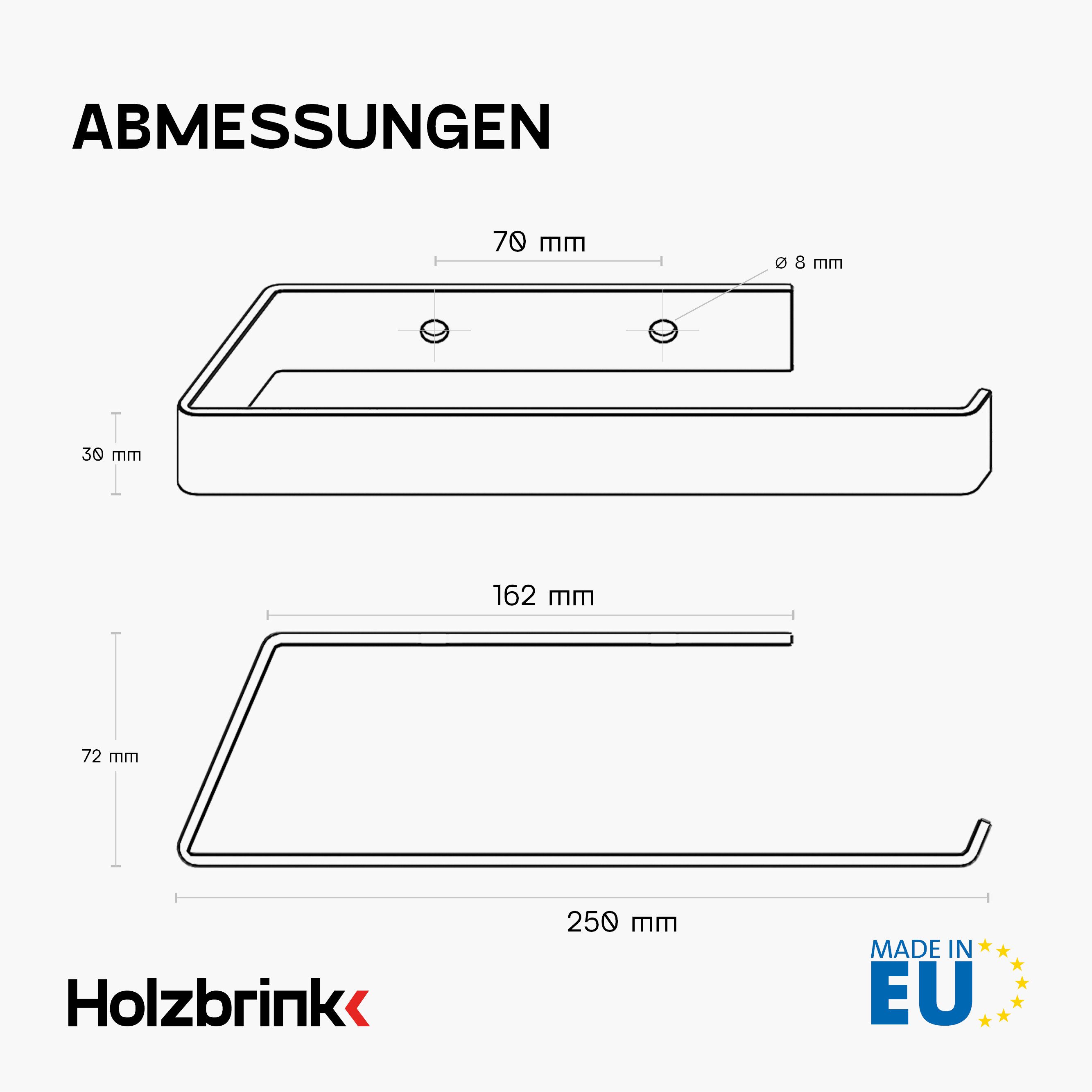 HOLZBRINK Toilettenpapierhalter HOLZBRINK Küchenrollenhalter Weiß 244x72 mm (Badezimmergriff), Handtuchhalter Wandmontage im Badezimmer, Küche, Gäste WC