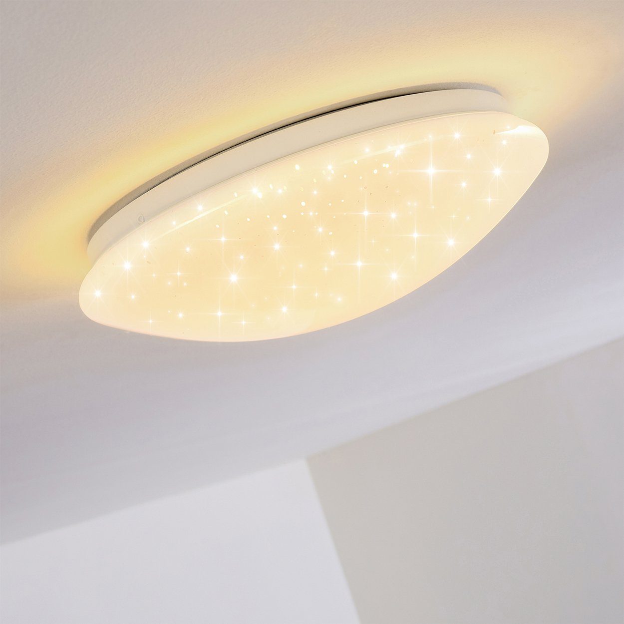 Metall aus Deckenlampe das IP44, Weiß, Kelvin, geeignet 3000 »Lazio« 900 Deckenleuchte auch runde mit in Glitzer-Effekt Badezimmer für hofstein Lumen,Sternenhimmeloptik,