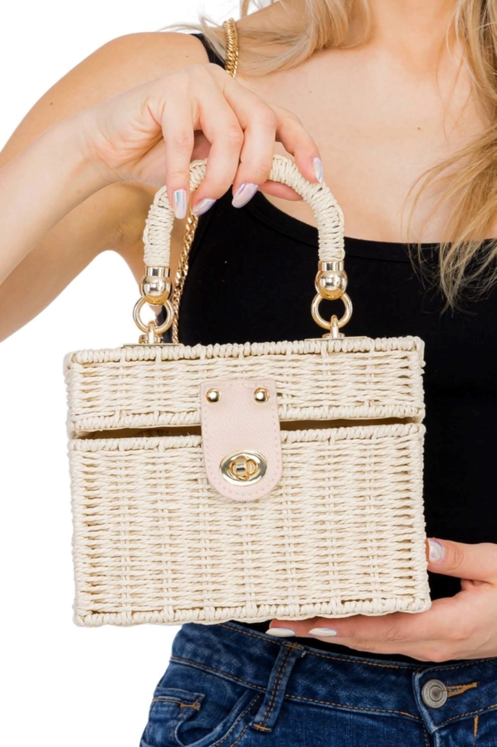 Goodman Design Handtasche Quadratische Rattan-Top-Griff-Tasche – natürlich, elegant, vielseitig, Leichtgewicht – angenehm zu tragen, auch unterwegs
