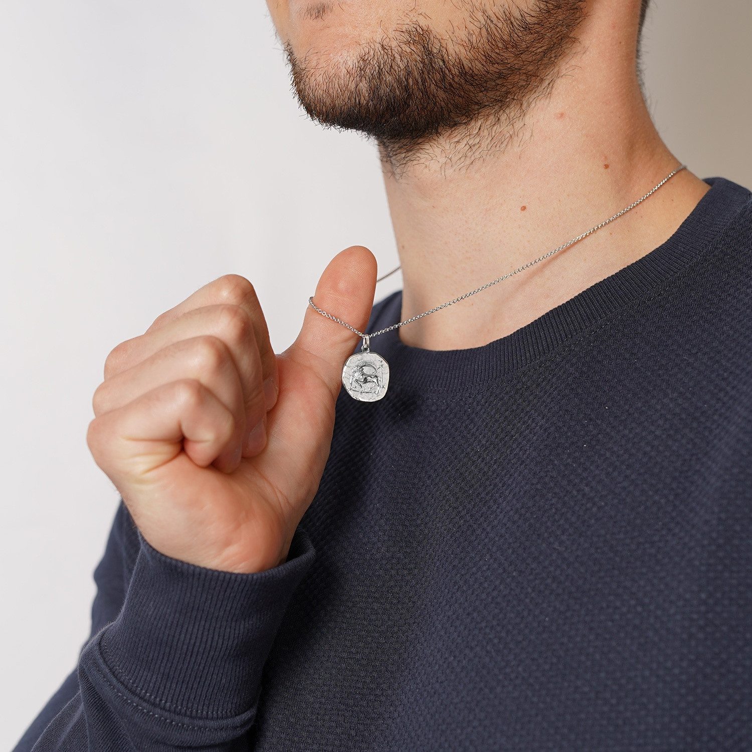 trendor Kette mit Anhänger bock Ø 20 mm und 925 Silber