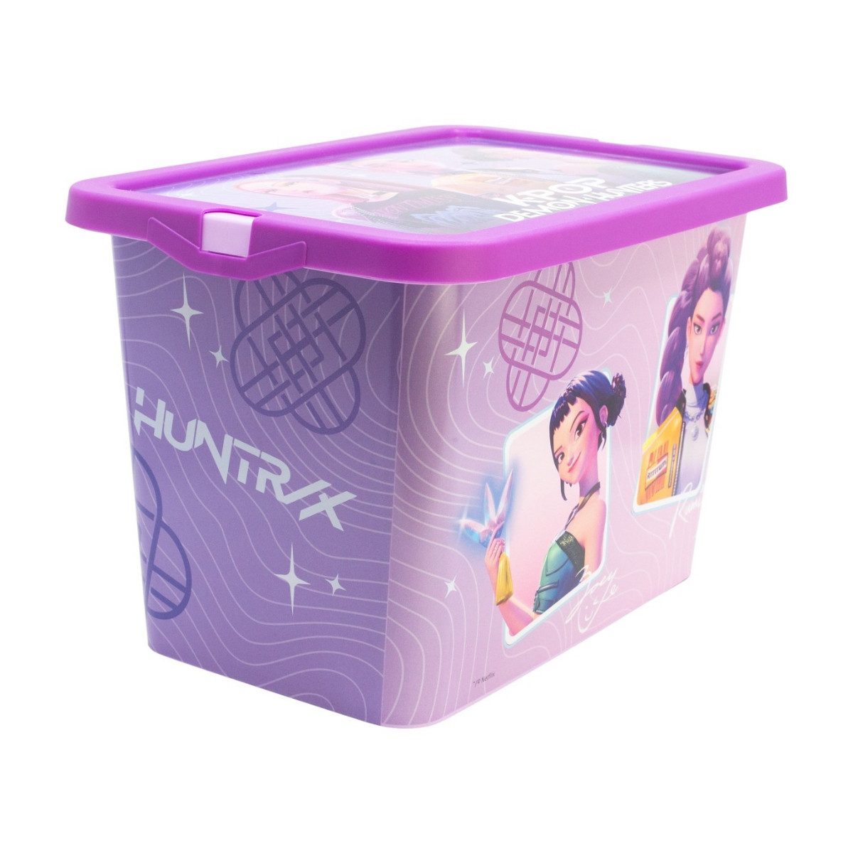 K-Pop Demon Hunters Aufbewahrungsbox HUNTRIX Violet 7 L Ordnungsbox Klickbox für Spielzeug und Zubehör