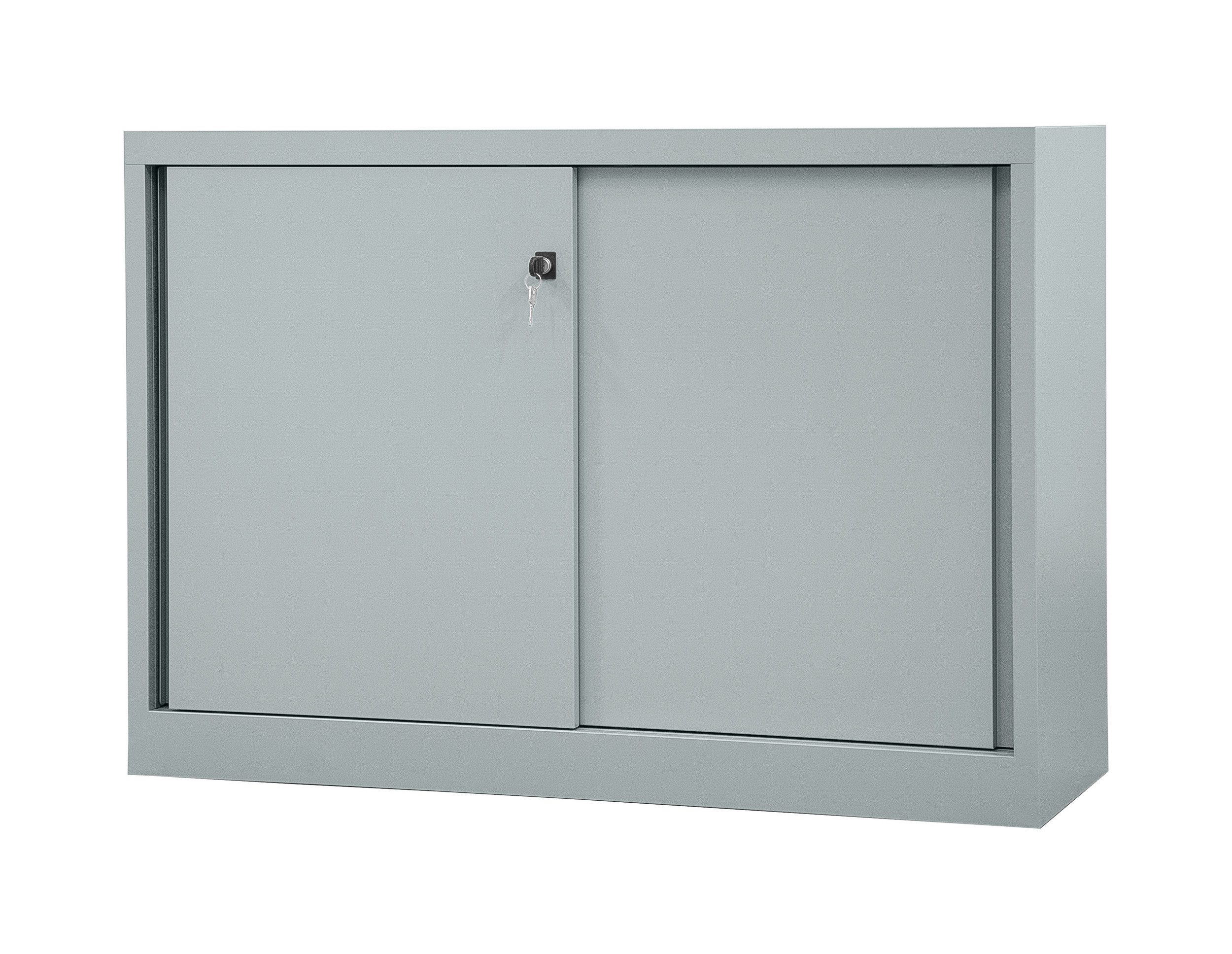 Bisley Aktenschrank Schiebetürenschrank ECO in Lichtgrau - Maße: H 84 x B 120 x T 43 cm