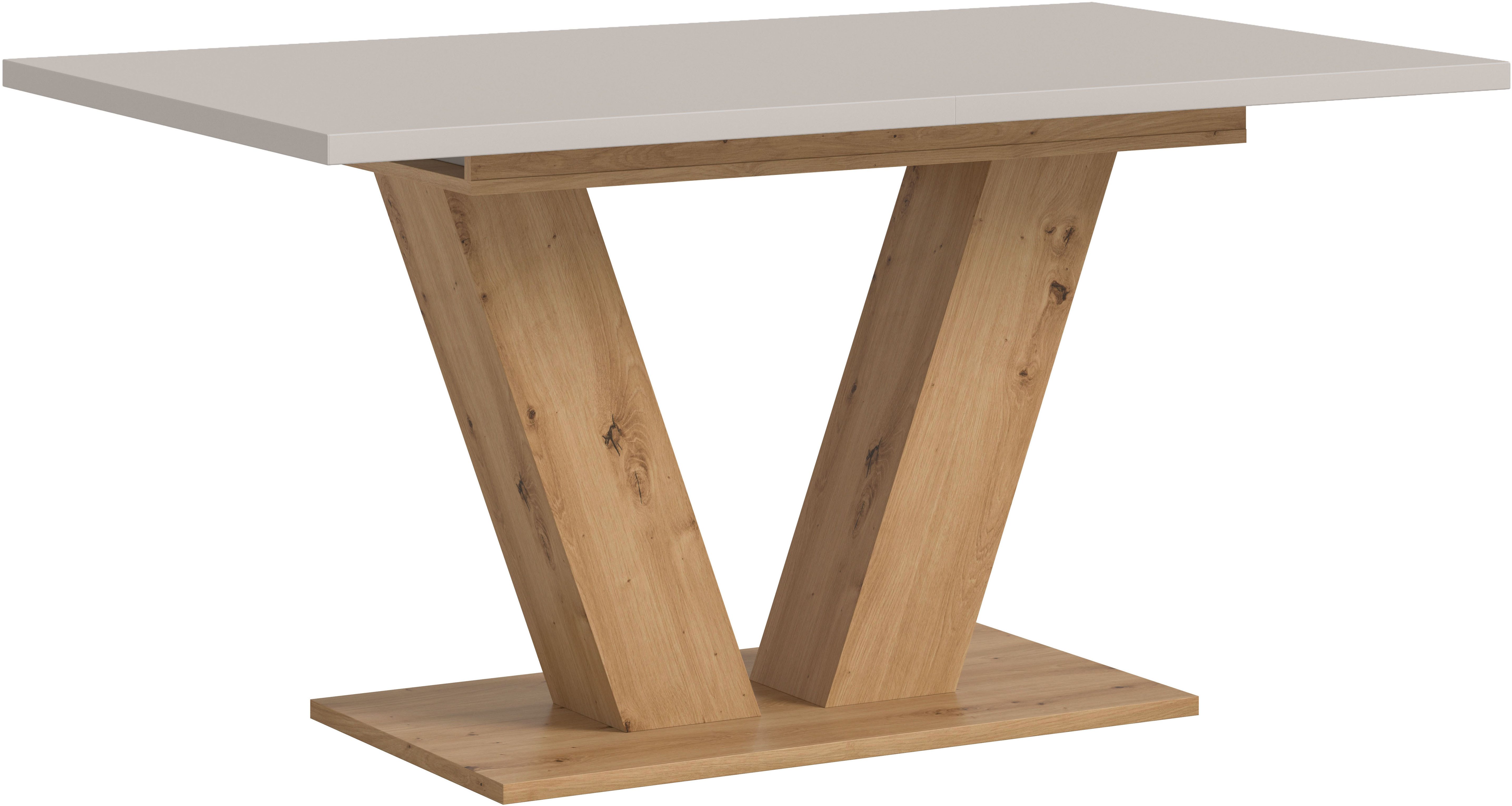 Home affaire Esstisch Motus, ausziehbar 150 -190 cm, inklusive 40 cm Einlegeplatte (Set, 1-St), V-Gestell mit Bodenplatte, Tisch, Küchentisch, Esszimmer, Küche