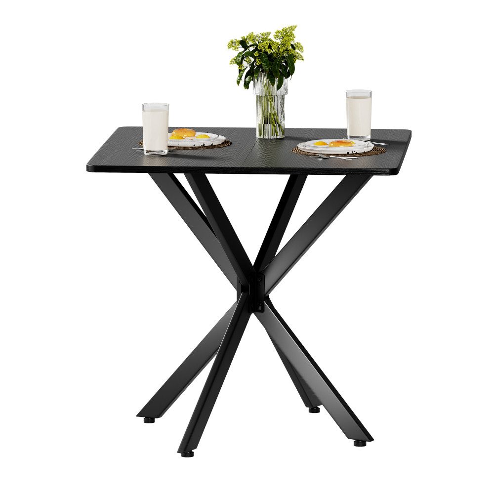 BBWL Tabletttisch Industrie 80x80 cm quadratisch X-Gestell Holzoptik Tischplatte Metall, stabil modern Couchtisch Schreibtisch Wohn Büro