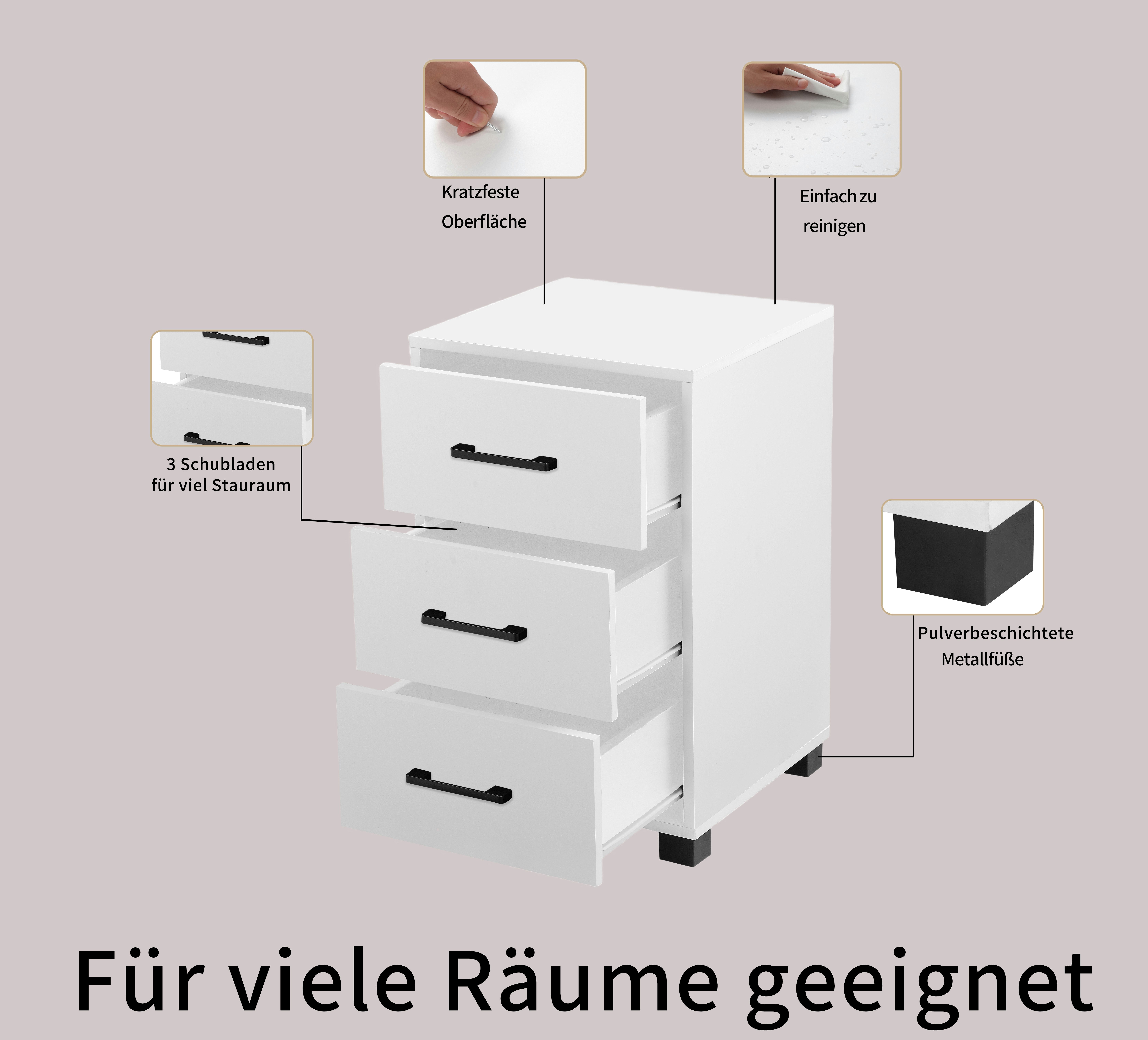 OTTO home Container Moid, Bürocontainer, Schreibtischcontainer, 3 Schubladen, Metallgriffe, 40x64 cm