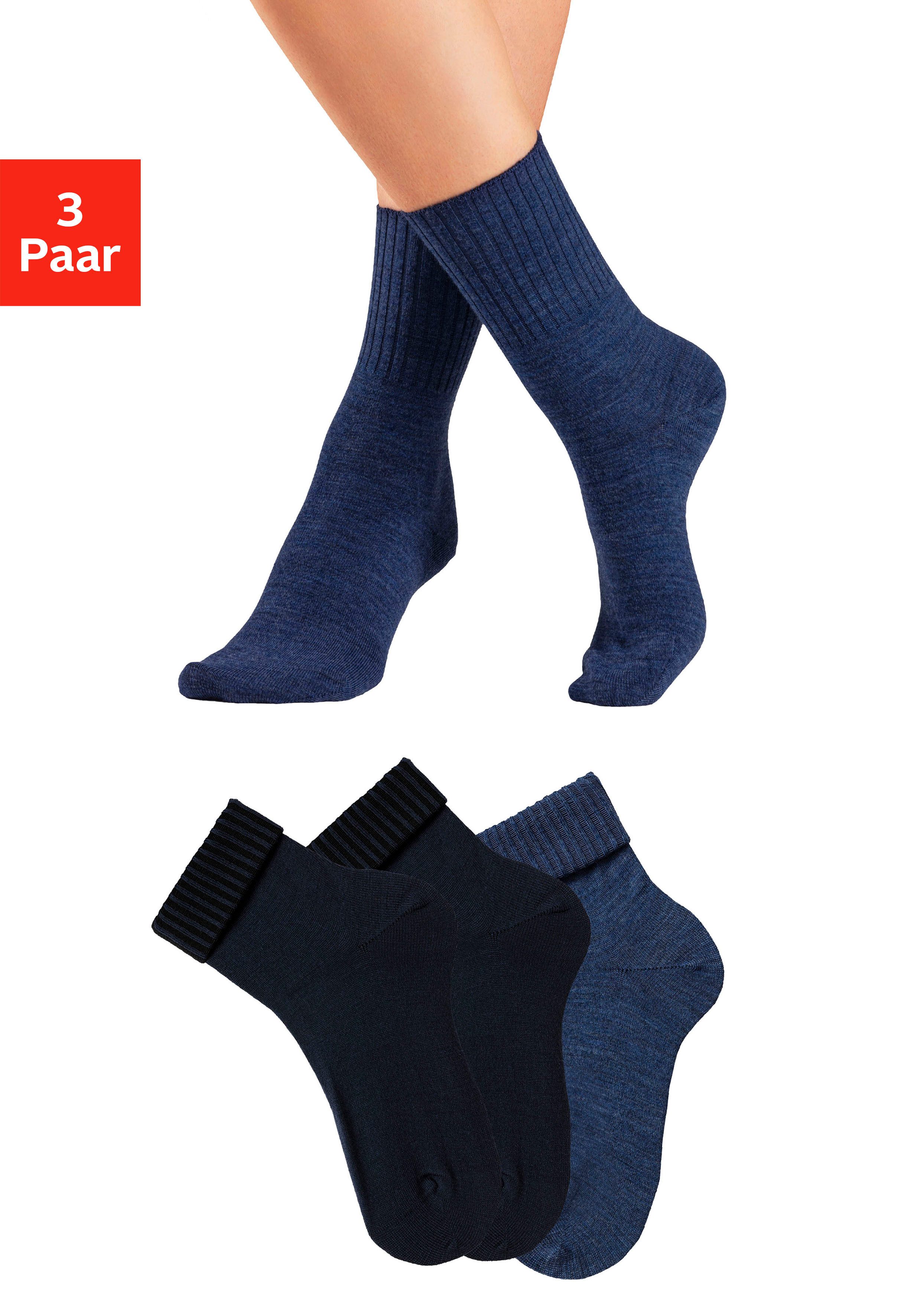 Lavana Umschlagsocken (Packung, 3-Paar) fein gestrickt günstig online kaufen