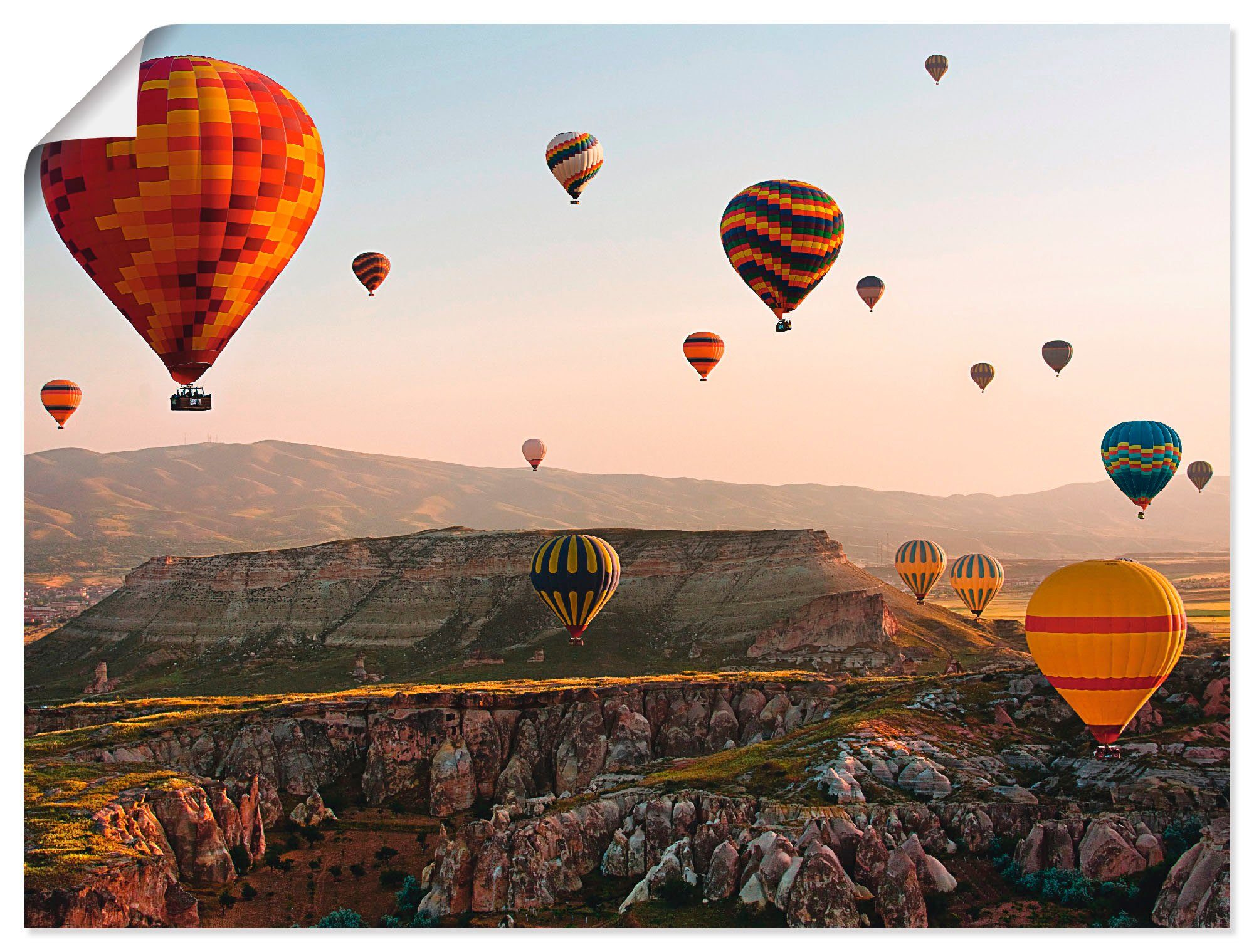 Ballonfahren versch. Größen Artland Ballonfahrt, Kappadokien Wandbild (1 Poster Wandaufkleber Alubild, oder in Leinwandbild, als St),