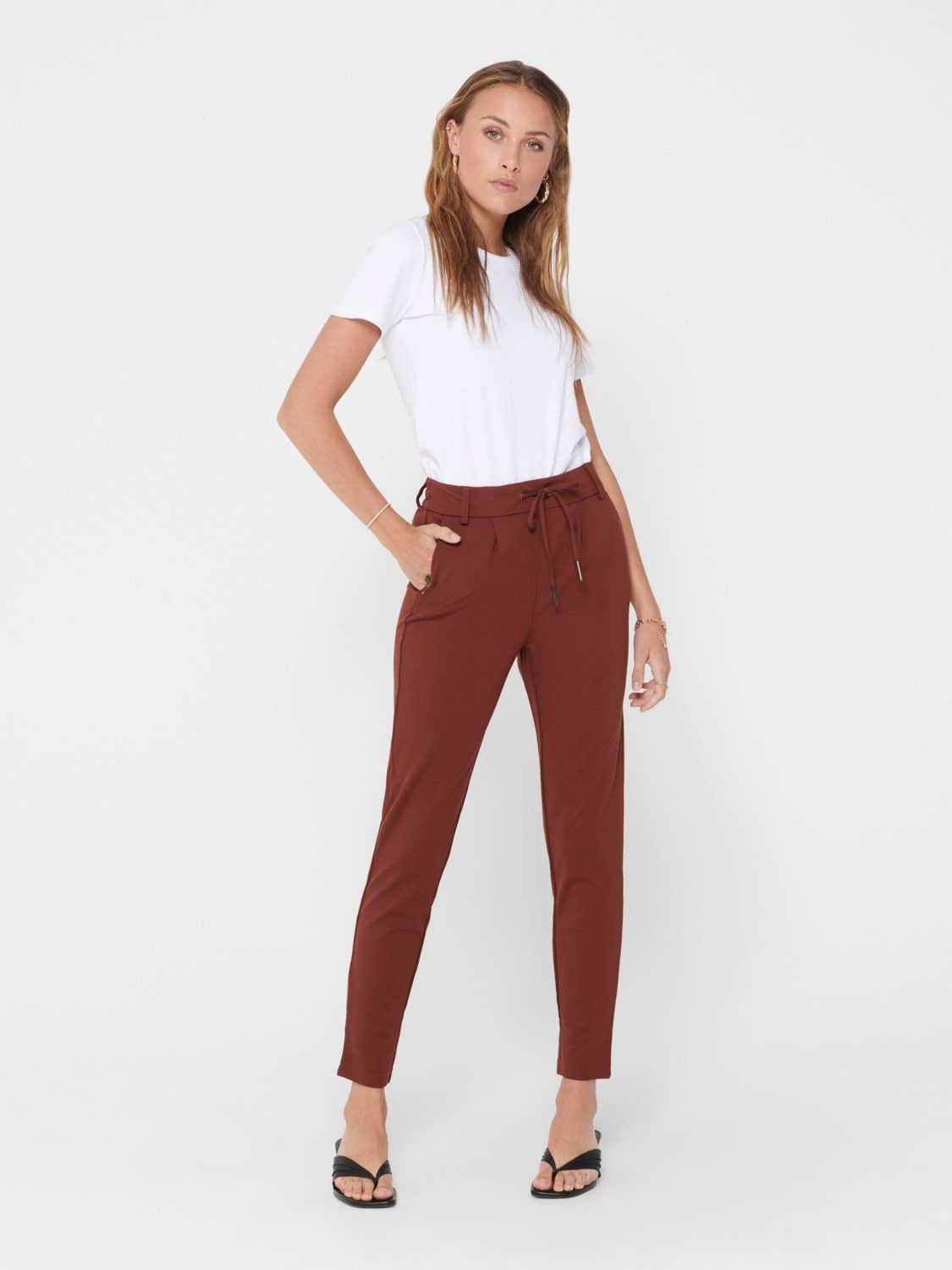 ONLY Stretch-Hose OnlPoptrash Einfarbige Sweathose Stoffhose Jogginghose