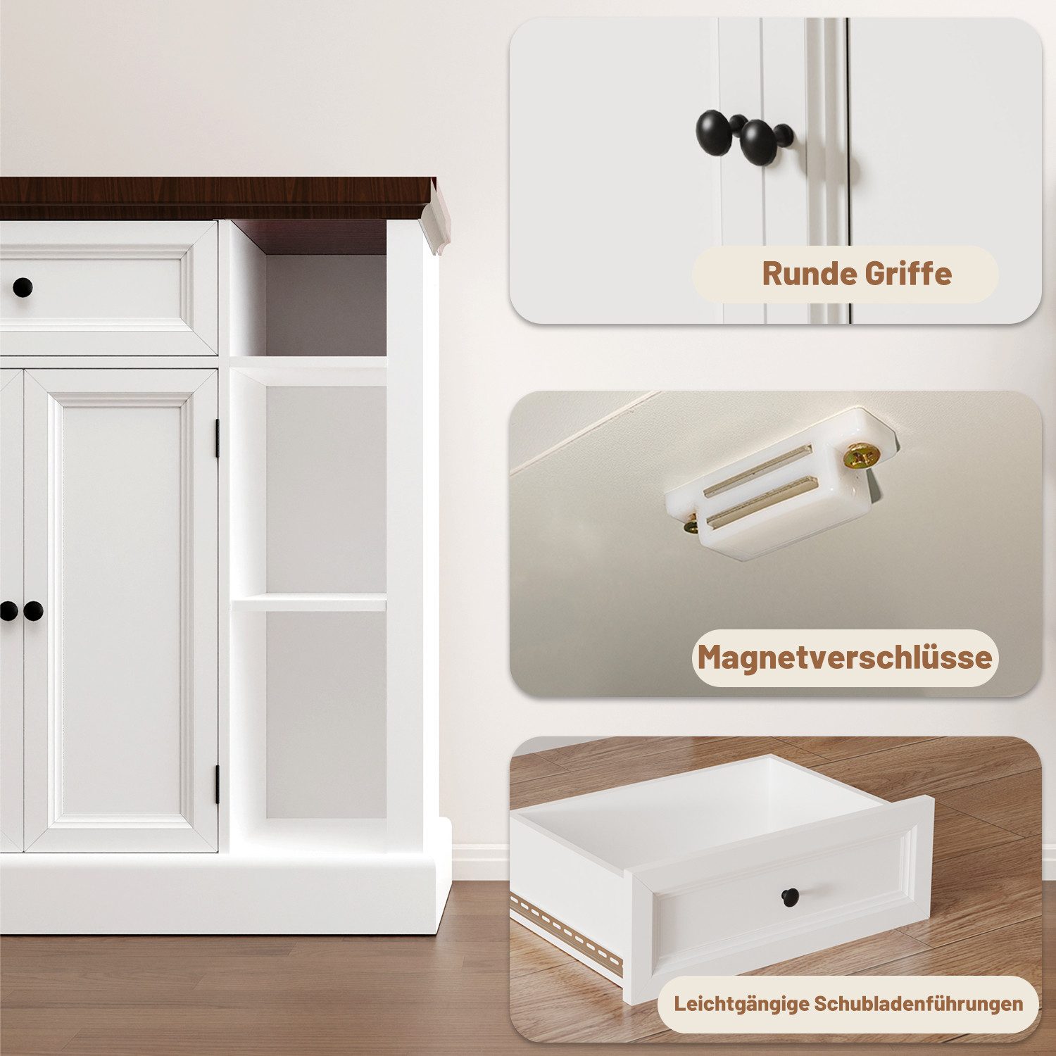 oyajia Badkommode Badezimmerschrank mit Schublade & verstellbaren Einlegeböden (Unterschrank Badschrank Badezimmermöbel, 75 x 30 x 80 cm)