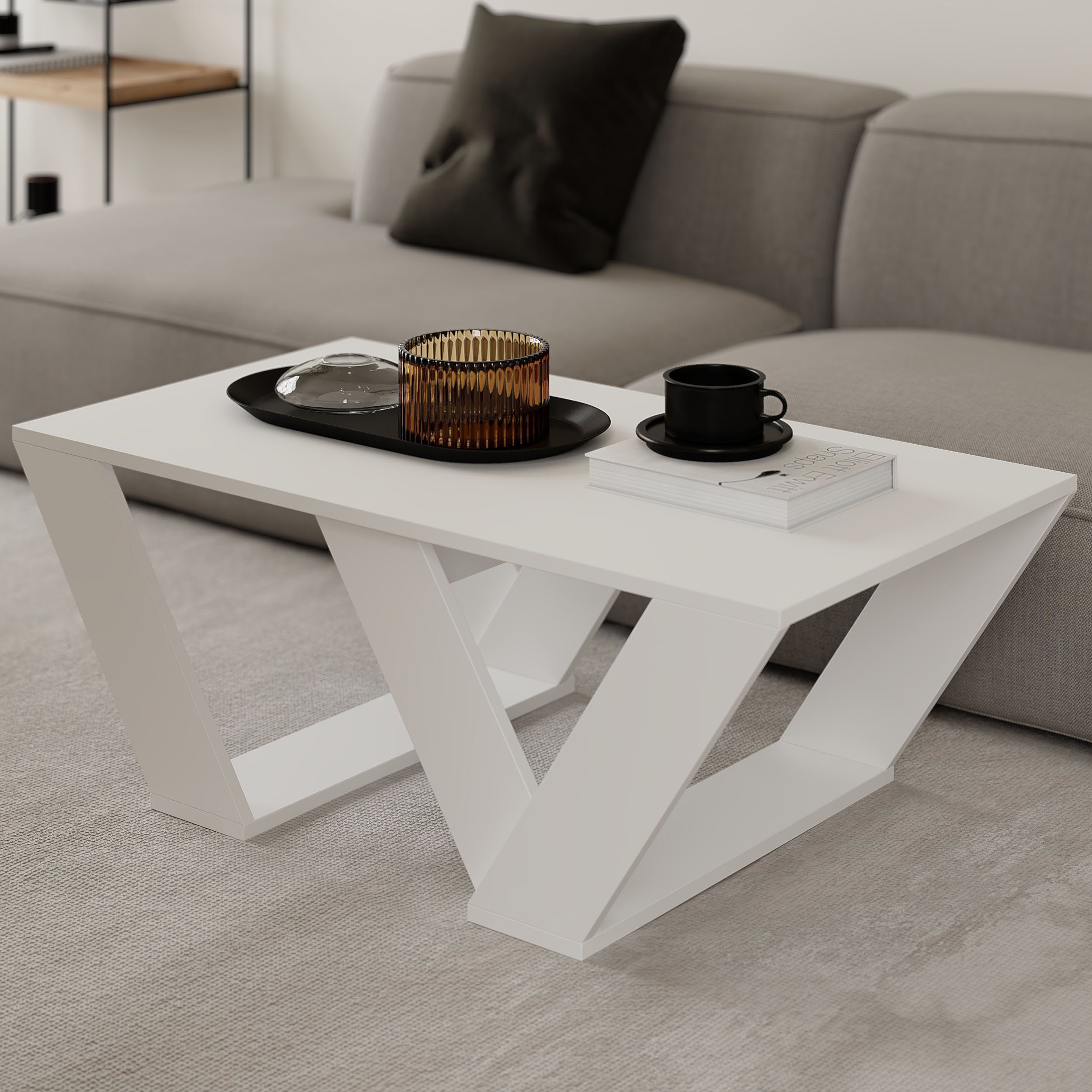 Decortie Couchtisch Pipra, Moderner Couchtisch, 110 x 60 x 40 cm