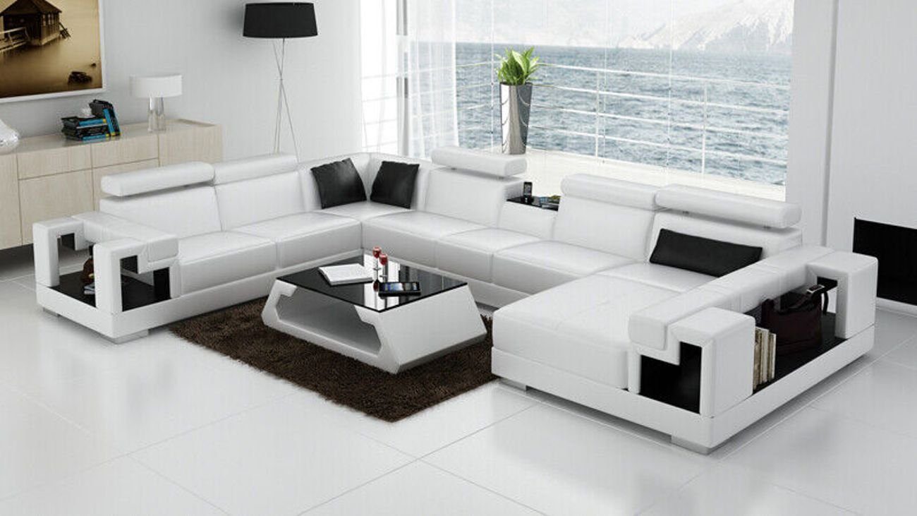 Wohnlandschaft JVmoebel Modern Ecksofa Ledersofa USB Sofa Garnitur Ecksofa Couch Sofa