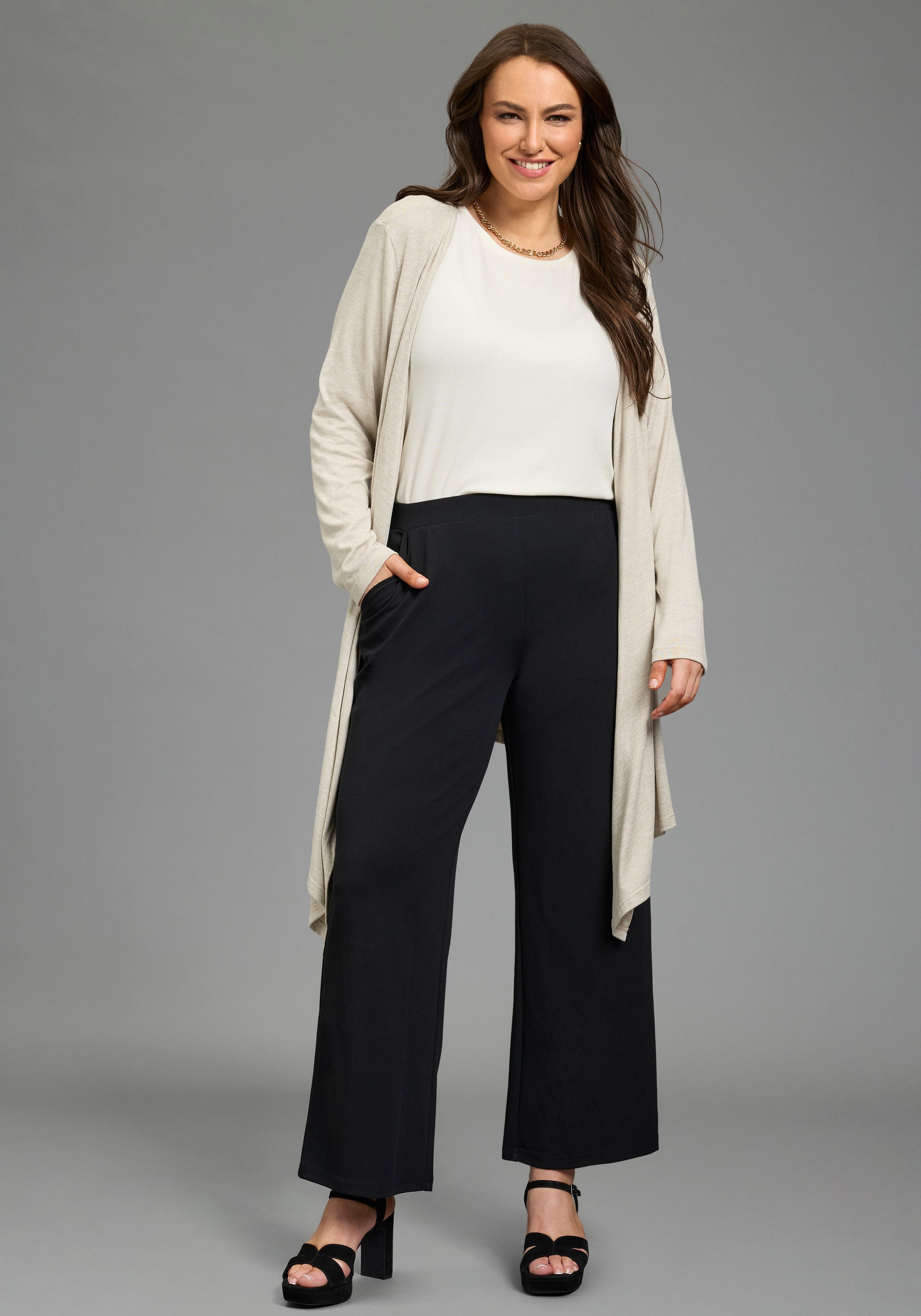 Laura Scott CURVE Schlupfhose Große Größen unifarbenes Design, für Business- und Casualmode – Bild 4 von 5