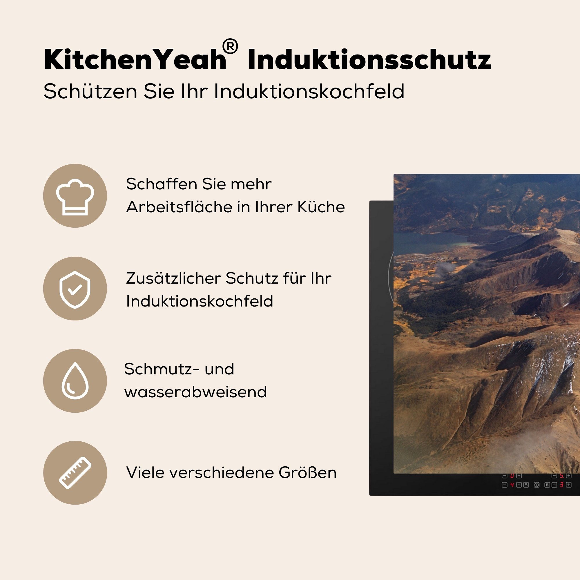 81x52 tlg), Schutz Elbert, MuchoWow Mount Herdblende-/Abdeckplatte Induktionskochfeld die (1 Vinyl, für Ceranfeldabdeckung cm, küche,