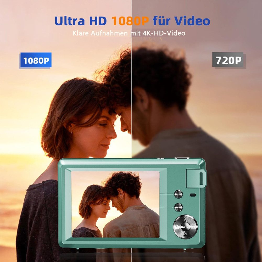 Fine Life Pro Kompaktkamera (48 MP, 16X Digitalzoom kompakte Fotokamera für Teenager Erwachsene Anfänger)