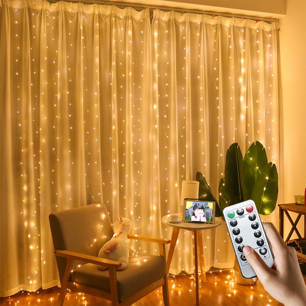 zggzerg LED-Lichterkette LED Lichtervorhang, 3×3M Vorhanglichter günstig online kaufen