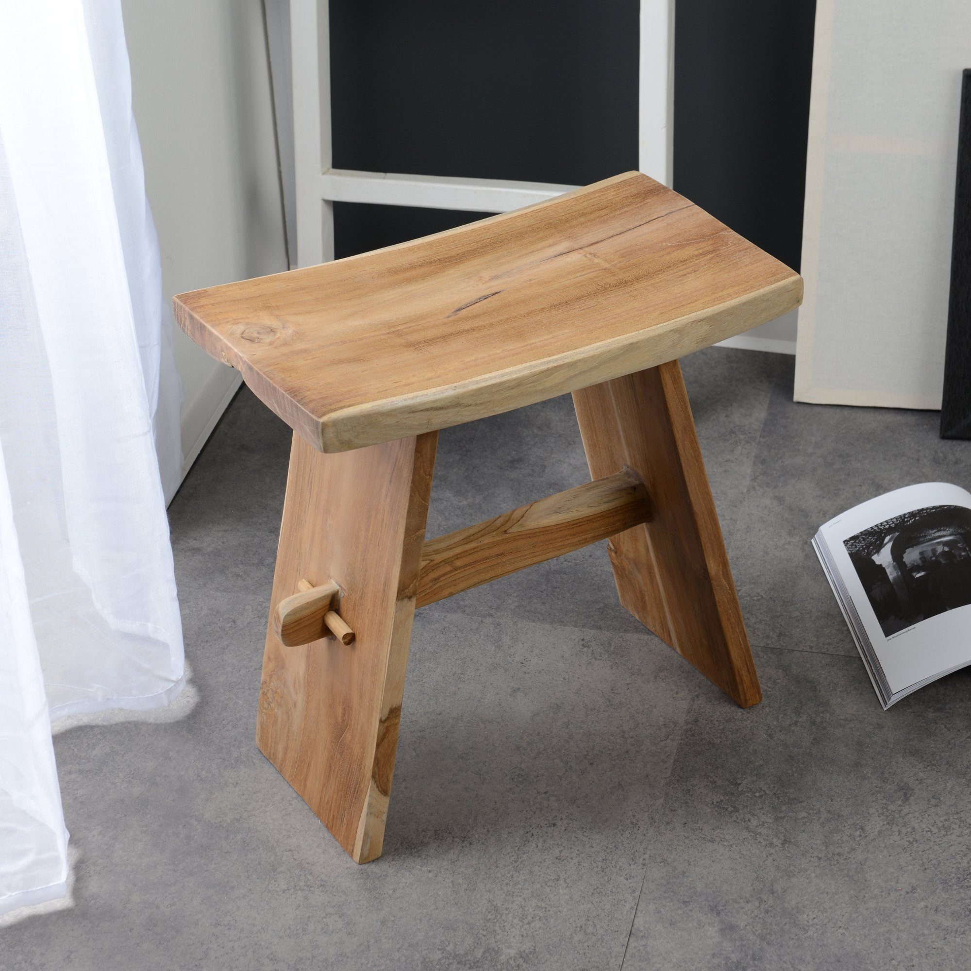 wohnfreuden Hocker Hocker ZEN aus Teakholz geschliffen, 1177