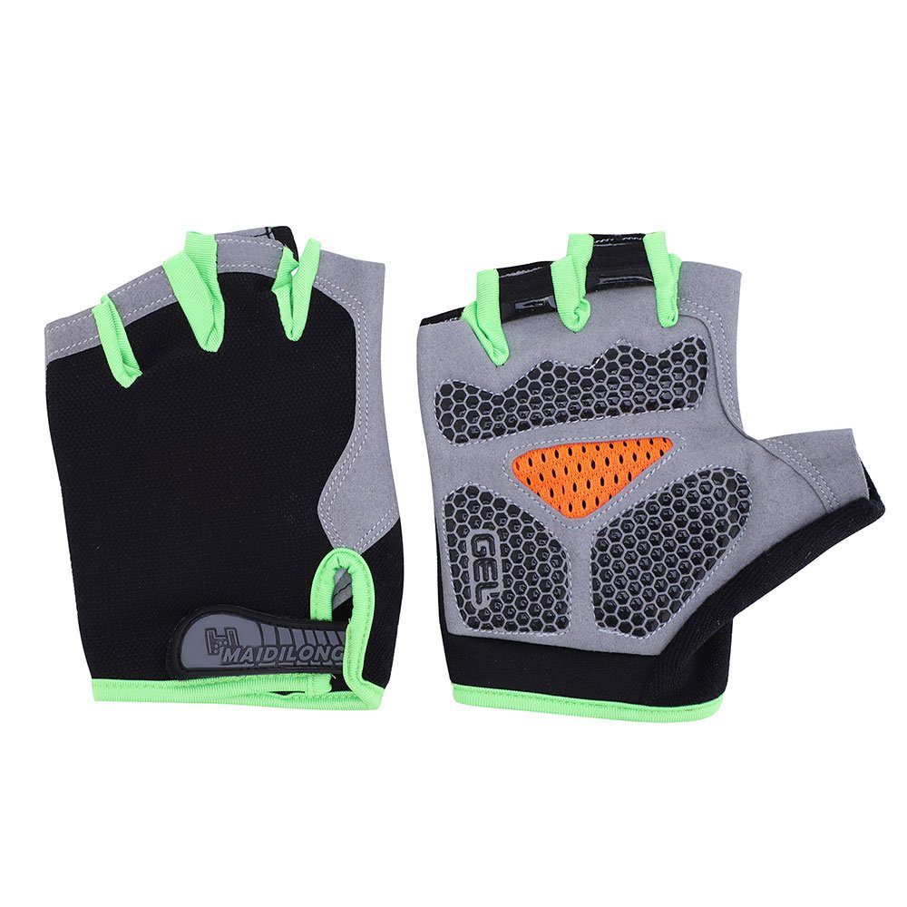 Grevosea Halbfinger Fahrradhandschuhe 3 Paar – Atmungsaktiv, Rutschfest, Silikon+Netz, Für MTB, Fitness & Gewichtheben – Schwarz/Grau/Blau