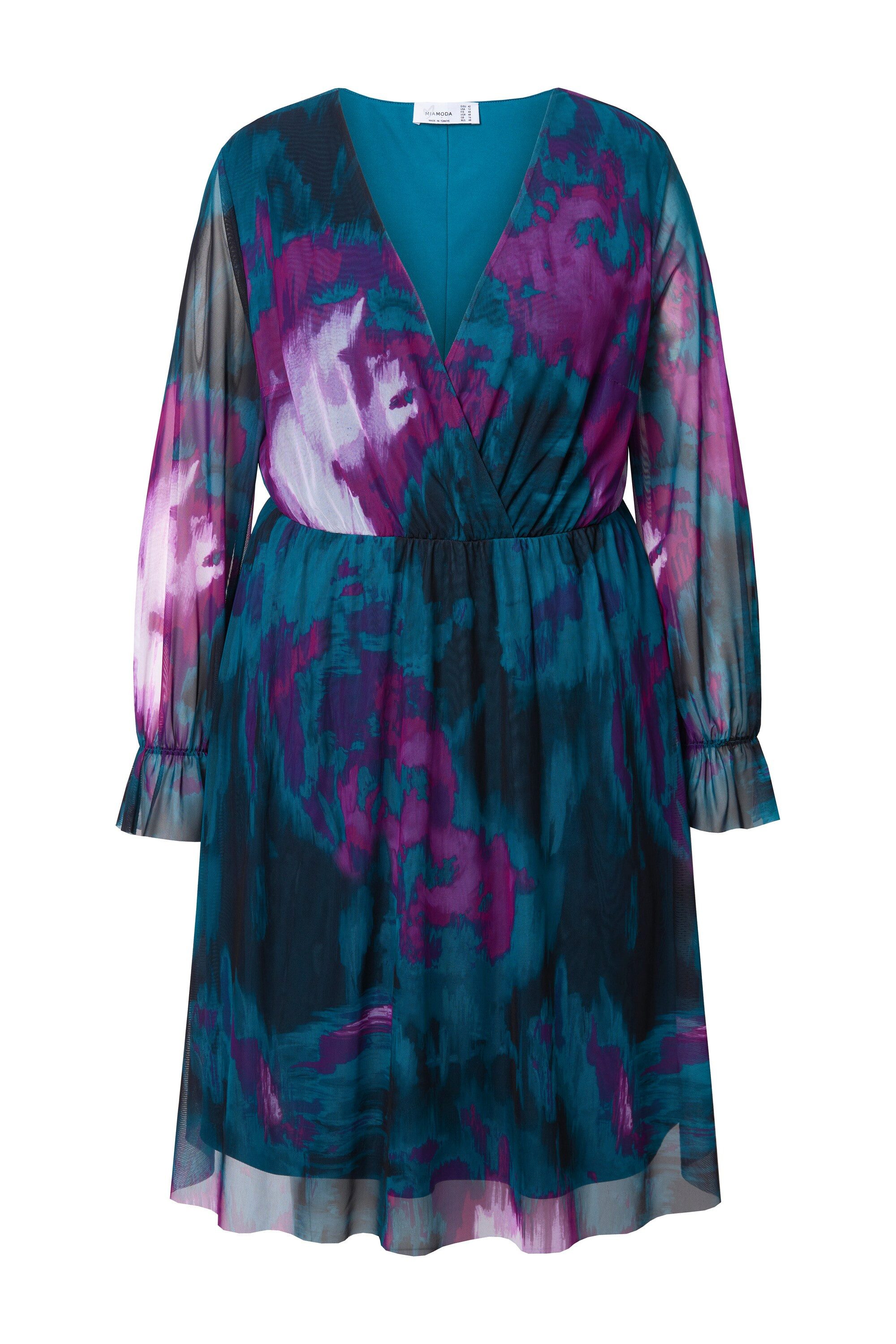 MIAMODA Jerseykleid Kleid A-Linie Mesh mit Alloverdruck Langarm günstig online kaufen