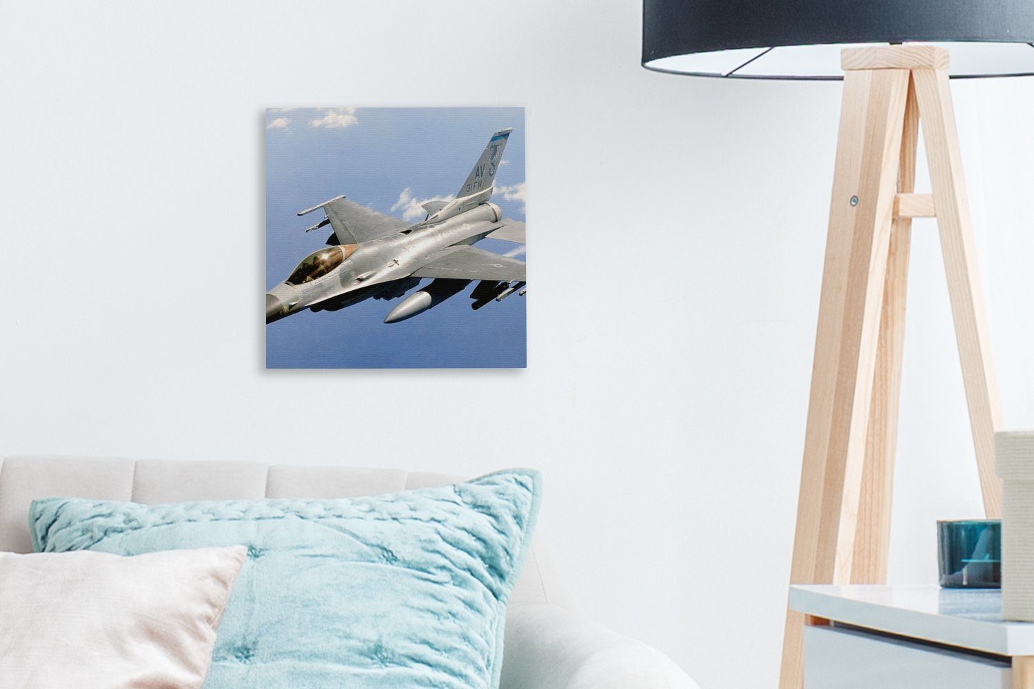 OneMillionCanvasses® Bilder Schlafzimmer Leinwandbild Kampfflugzeug Falcon, Leinwand F-16 Das St), für Fighting (1 Wohnzimmer
