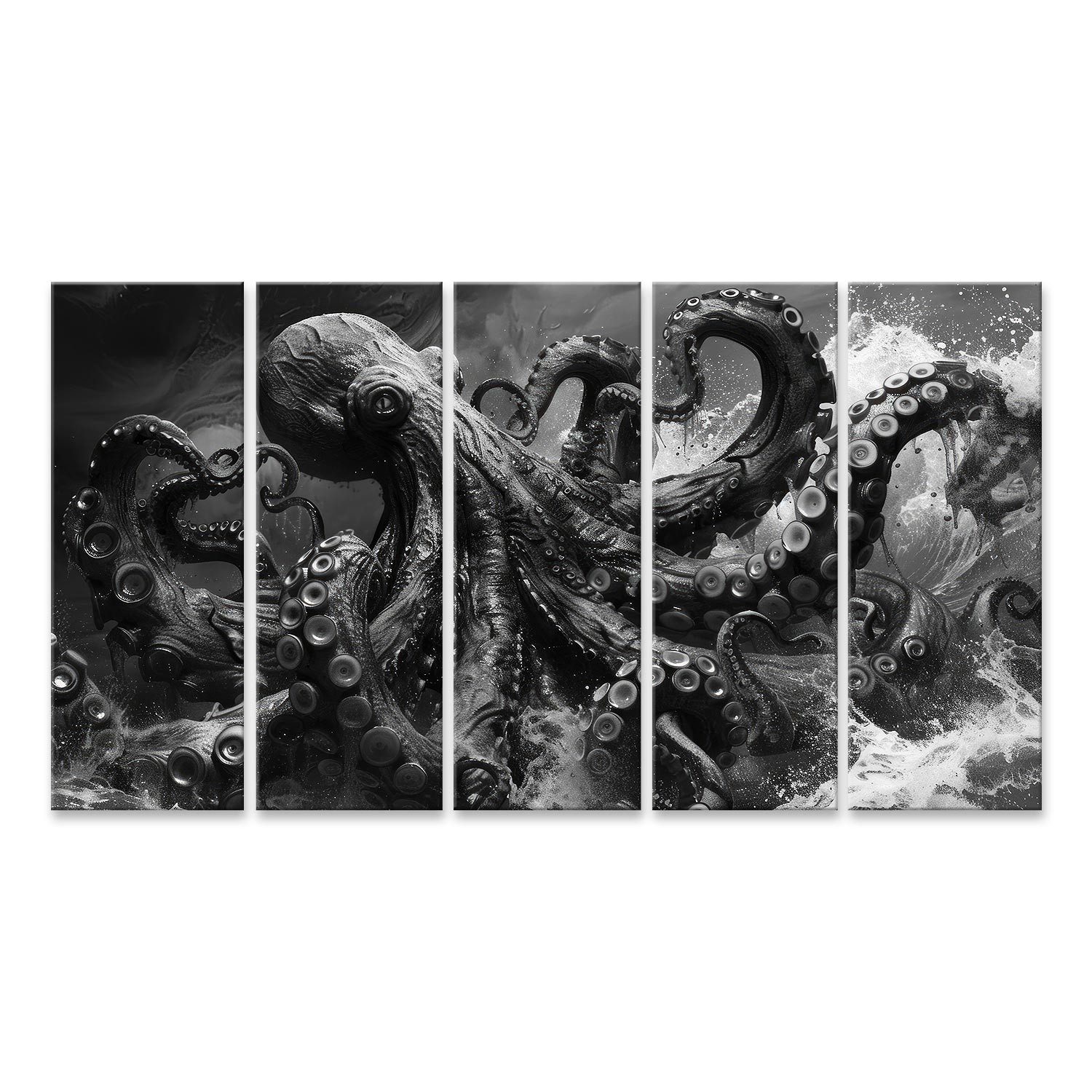 islandburner Leinwandbild, Riesiger Tintenfisch im stürmischen Meer ...