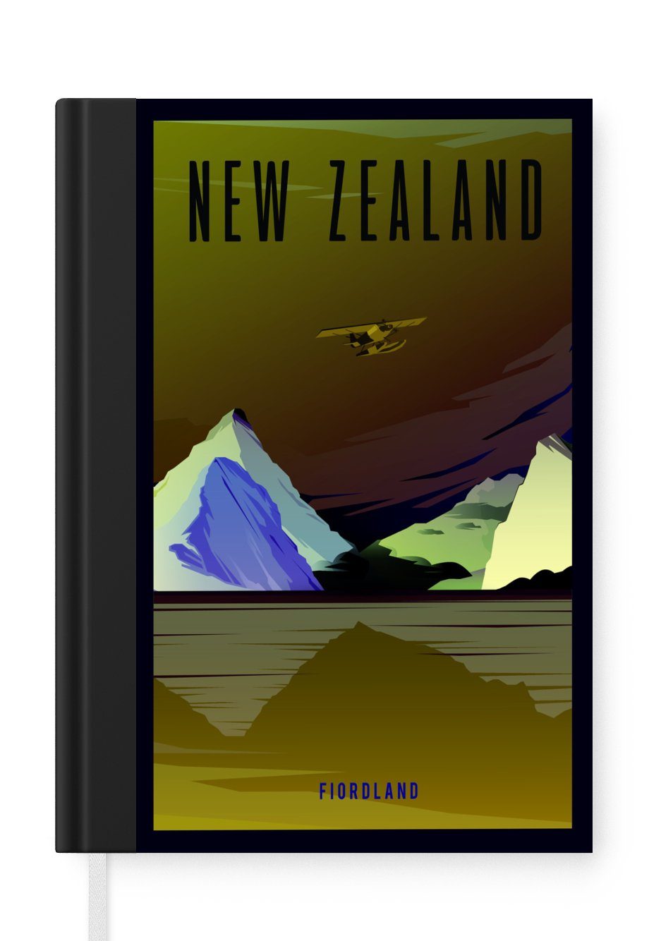 MuchoWow Notizbuch Illustration des Fiordlandgebiets in Neuseeland, Journal, Merkzettel, Tagebuch, Notizheft, A5, 98 Seiten, Haushaltsbuch
