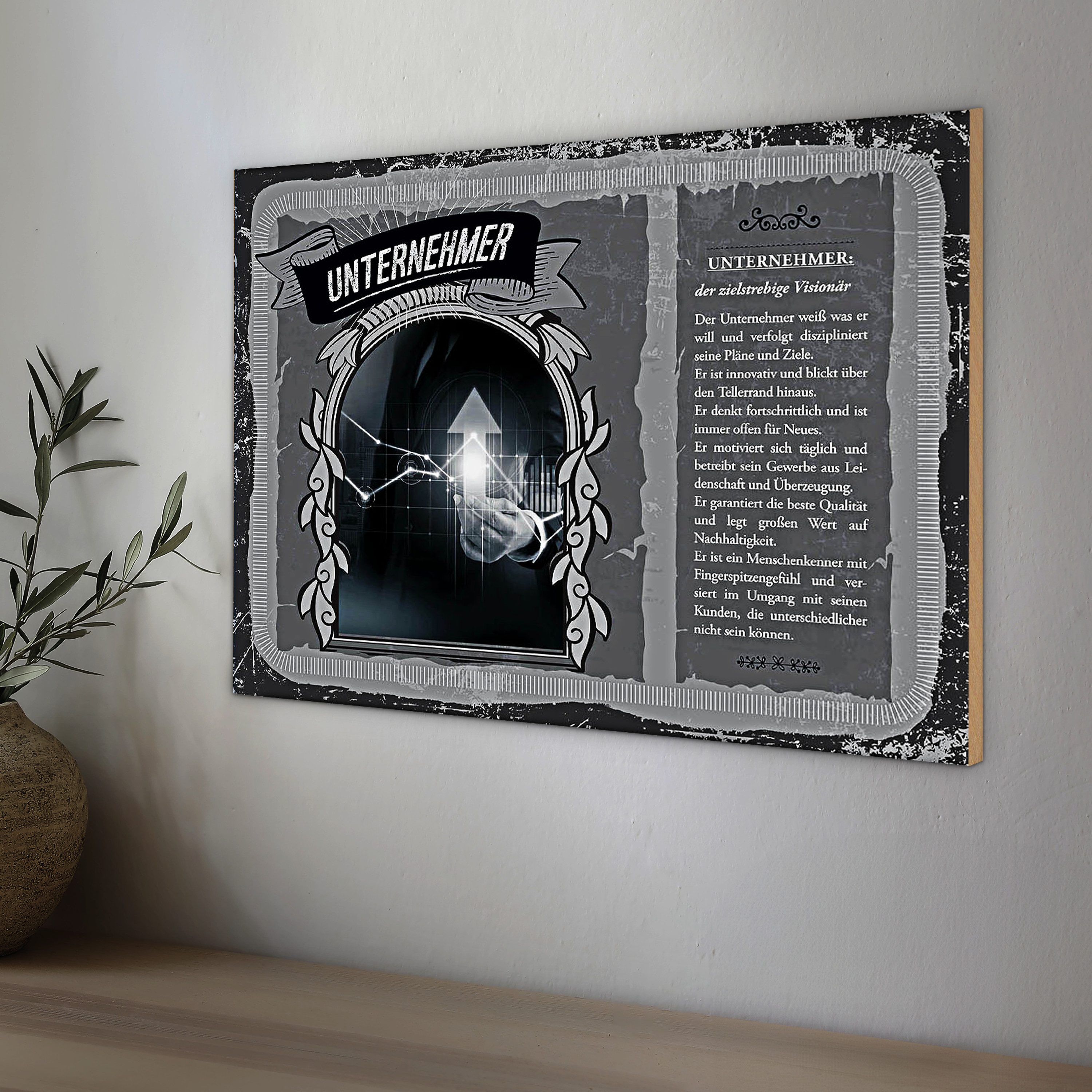 Roomando Holzbild Berufe Unternehmer Gewerbe innovativ 18x12cm