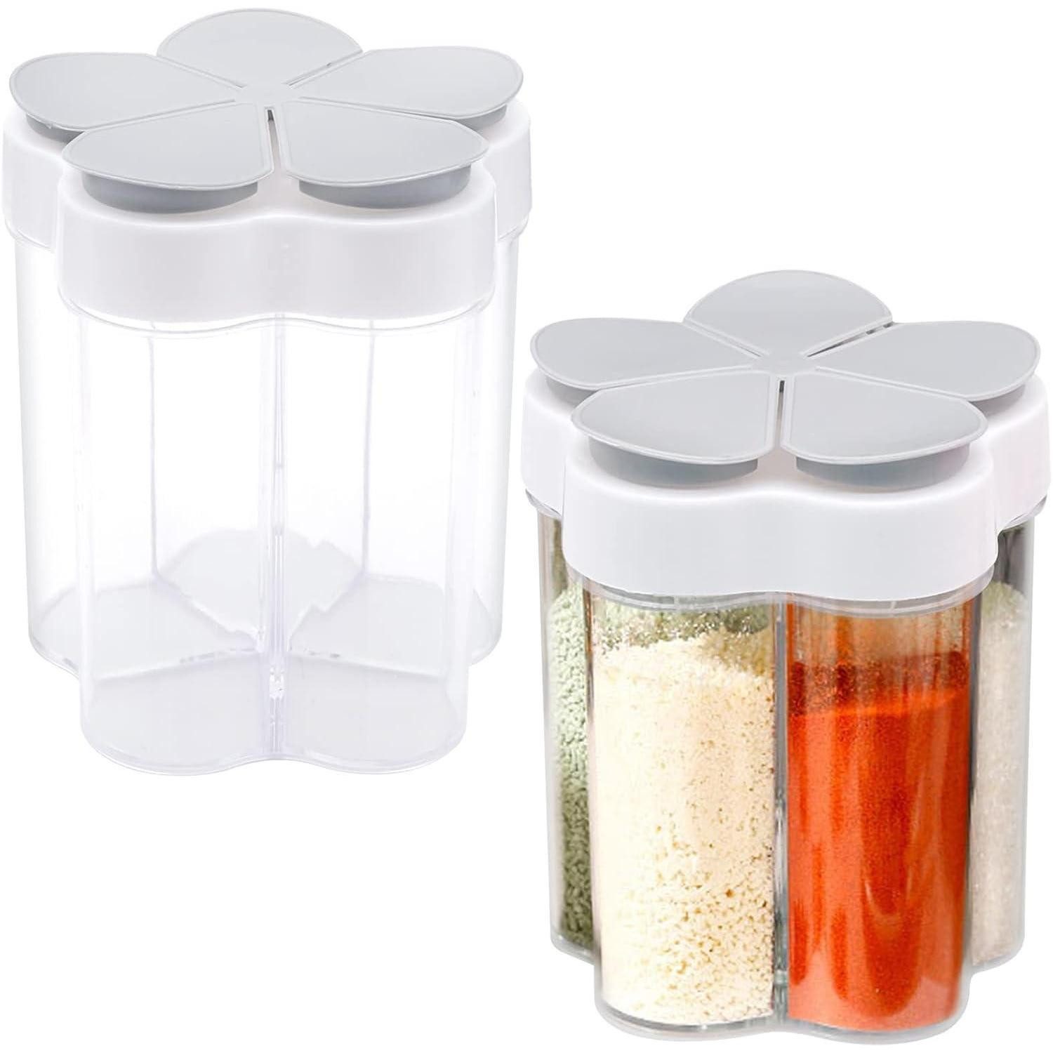 LuxusKollektion Salz- / Pfefferstreuer 2er Set Gewürzdosen 5 in 1 Kunststoff Gewürzstreuer Boxen Transparent