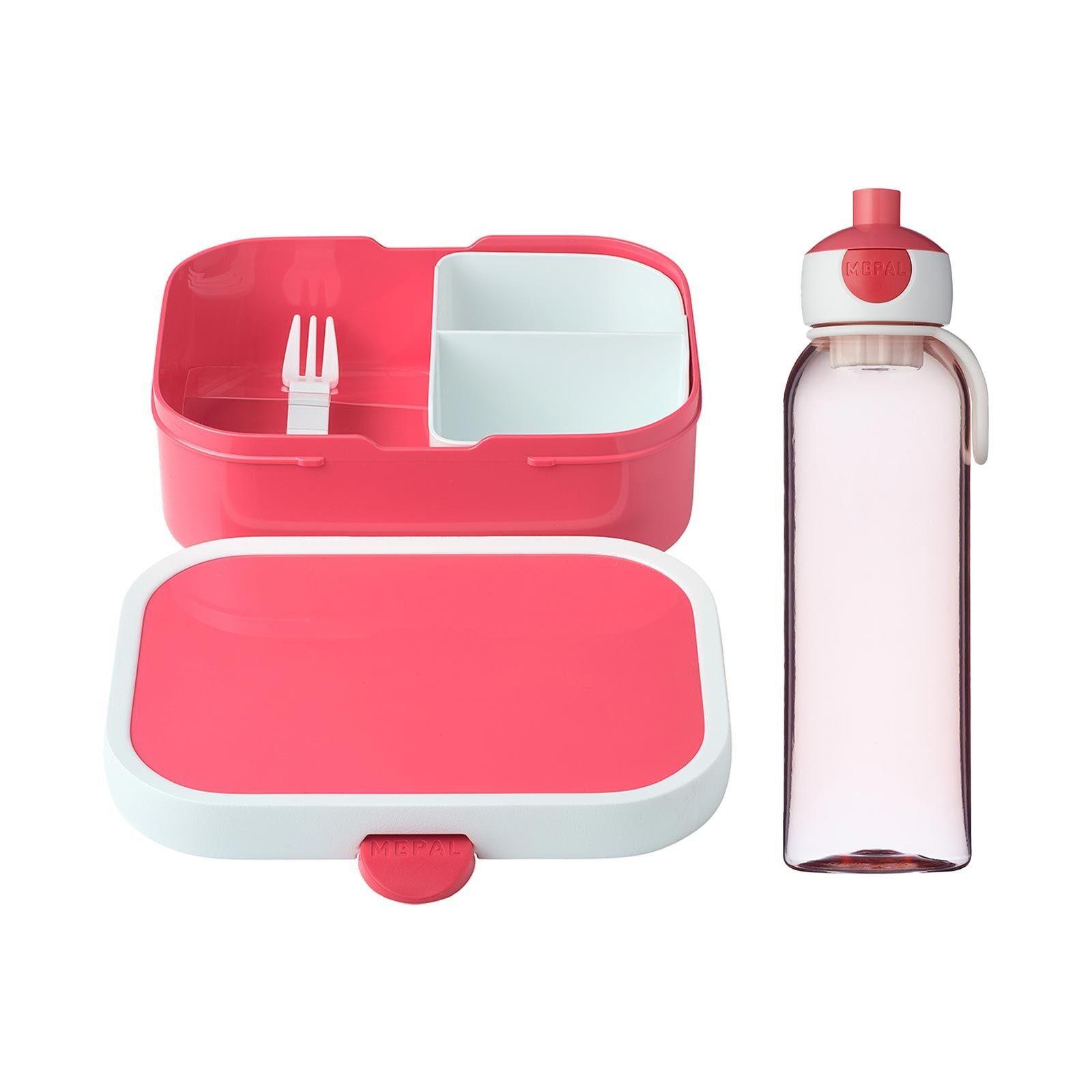 Mepal Lunchbox Campus Pausenset 2er Set, Acrylnitril-Butadien-Styrol (ABS), (2-tlg), Spülmaschinengeeignet pink