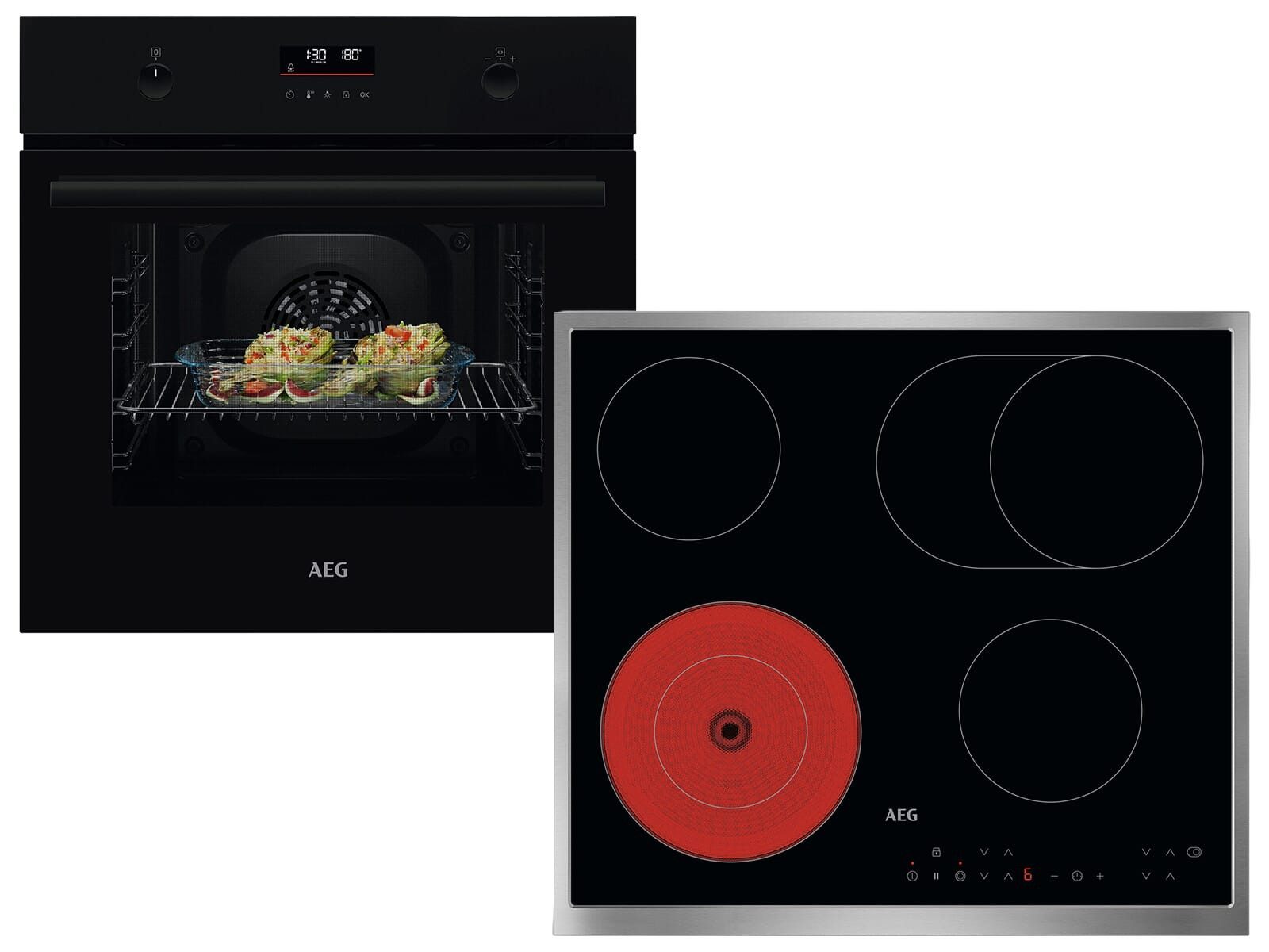 AEG Backofen-Set AB32BP1, mit kein Auszug vorhanden, Pyrolyse-Selbstreinigung, Timer, TouchControl-Bedienung
