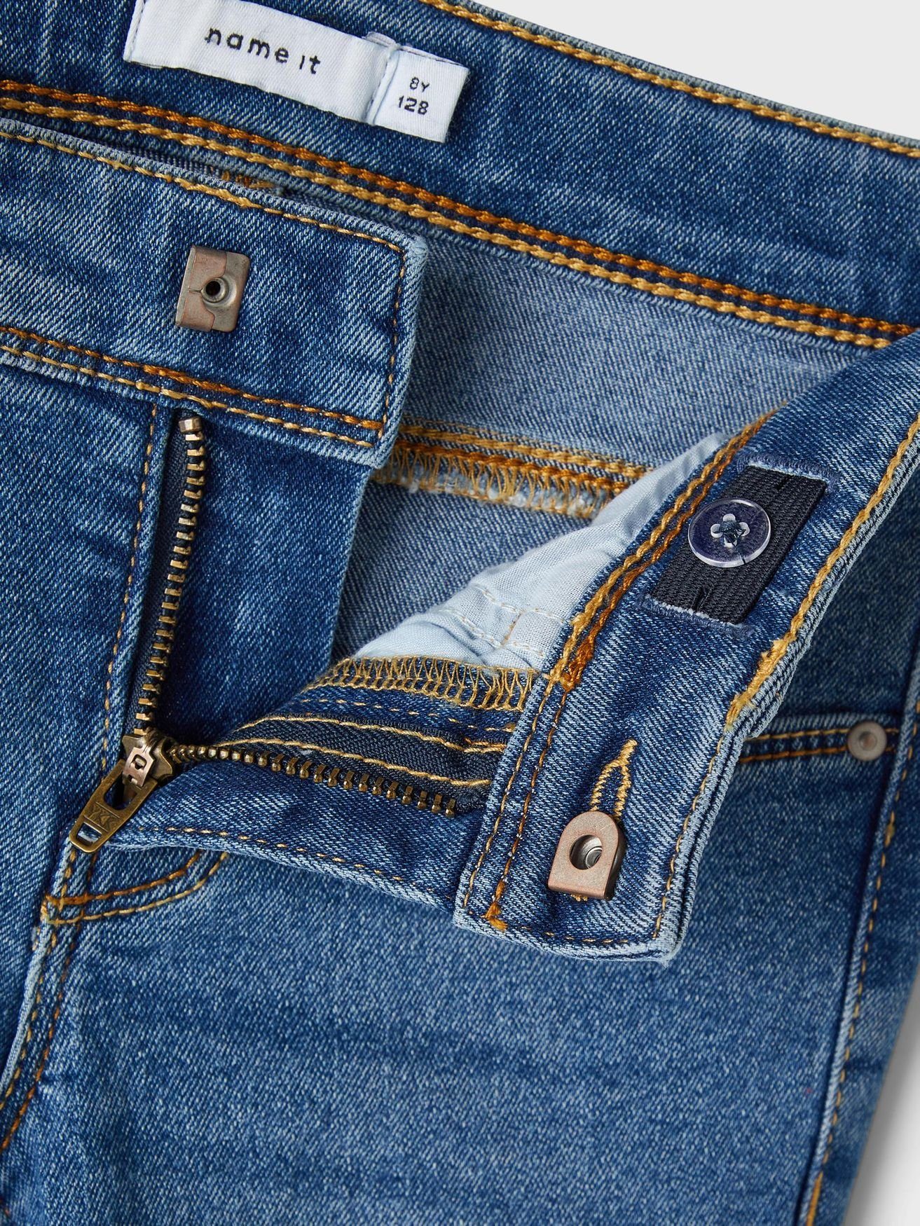 Name It Regular-fit-Jeans Skinny Jeans 5538 in Denim NKFPOLLY Hose mit Blau Fransen