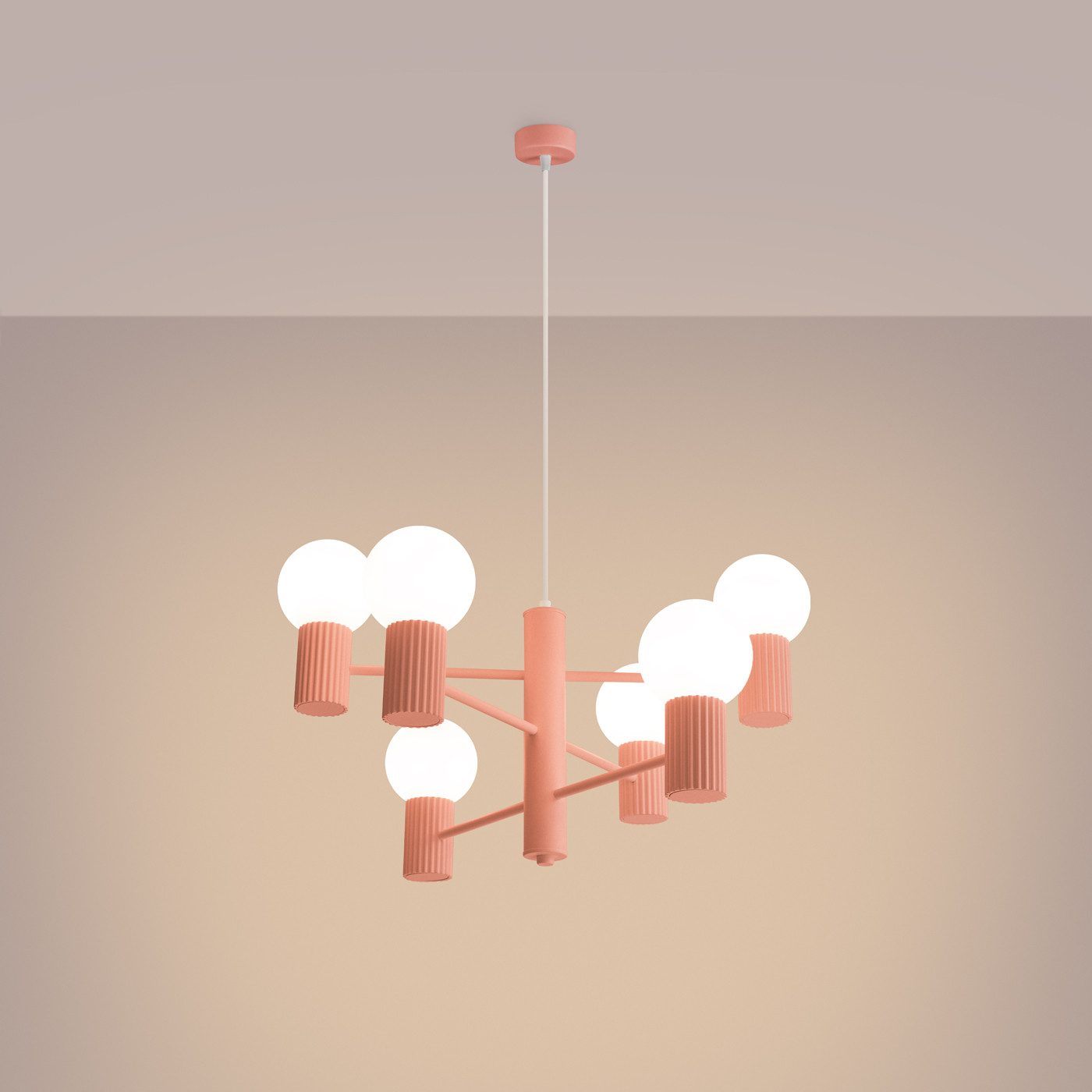 SOLLUX lighting Kronleuchter Kronleuchter Halo 6 Apricot, Nicht enthalten