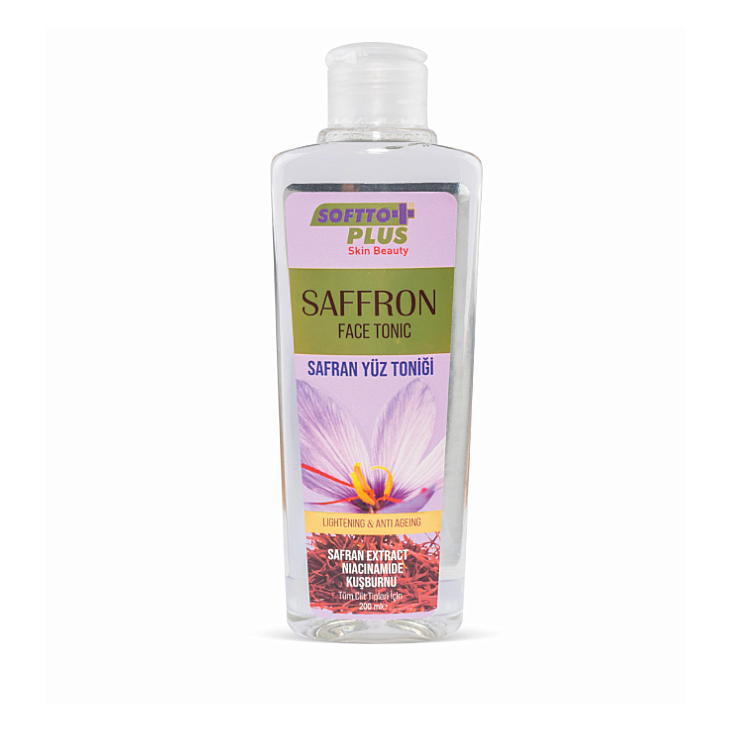 Softto Plus Gesichtswasser Safron Face Tonic - Aufhellend& Anti-Ageing Gesichtsreinigungswasser