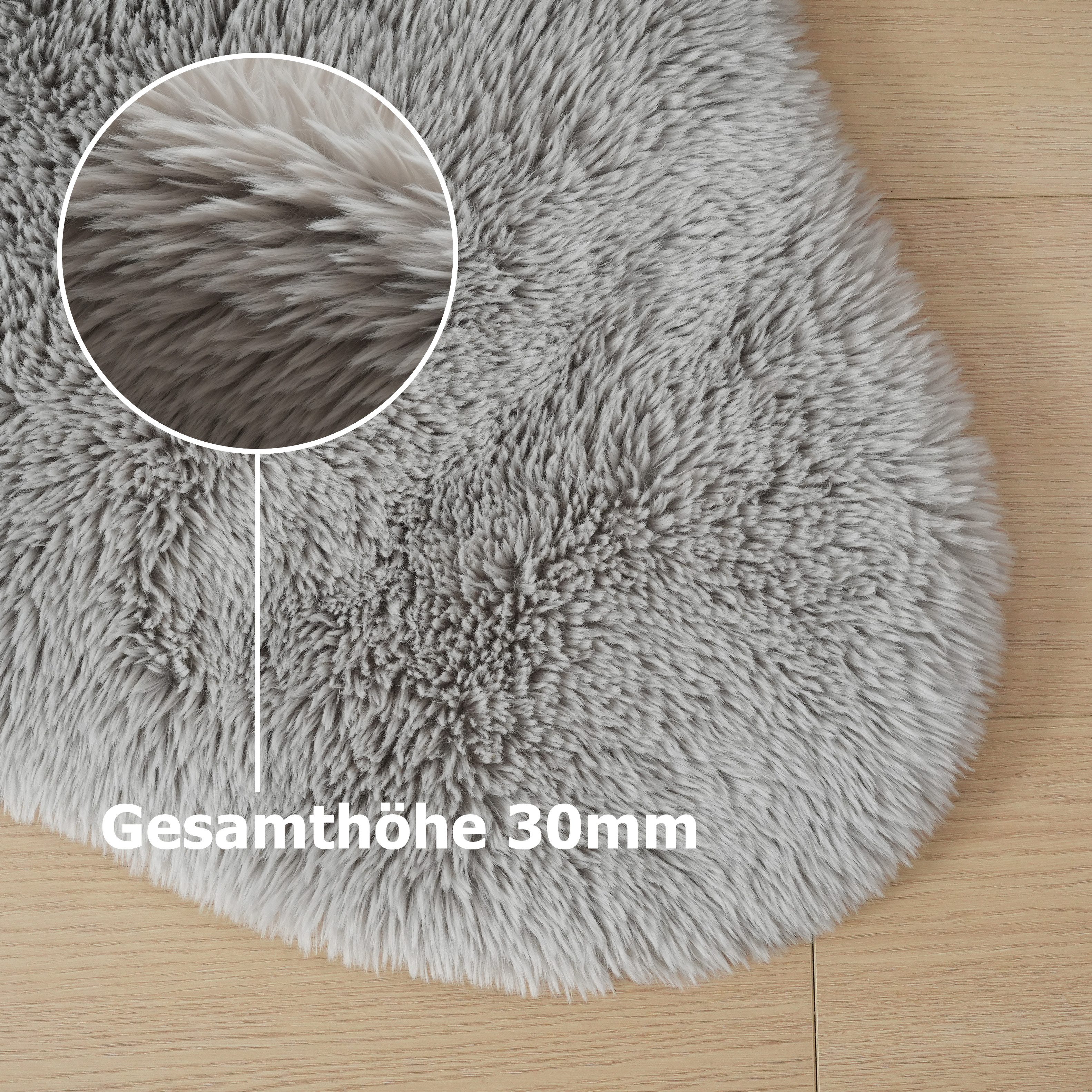 OTTO home Hochflor-Teppich Mollin, Fellform, leichter Glanz, rechteckig, Höhe: 30 mm, Kunstfell, Fellimitat, waschbar, flauschig, weich, Wohnzimmer – Bild 5 von 5