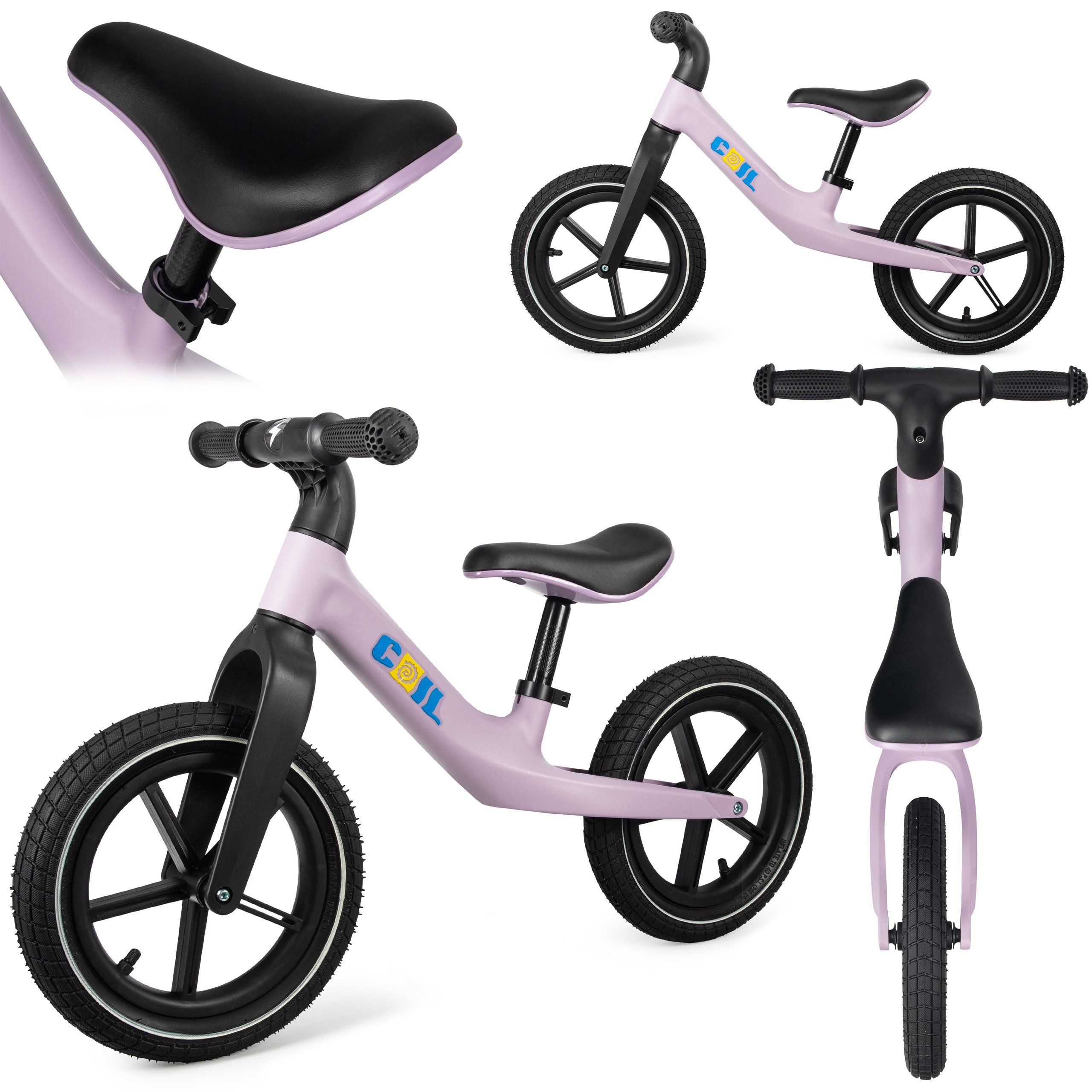 COIL Fahrrad-Laufrad Lauflernrad, Kinderlaufrad, Rutscher, Balance Bike (ab 2 Jahren und bis 30 kg), Nylonrahmen, 12-Zoll-Lufträder, Sitz aus Öko-Leder
