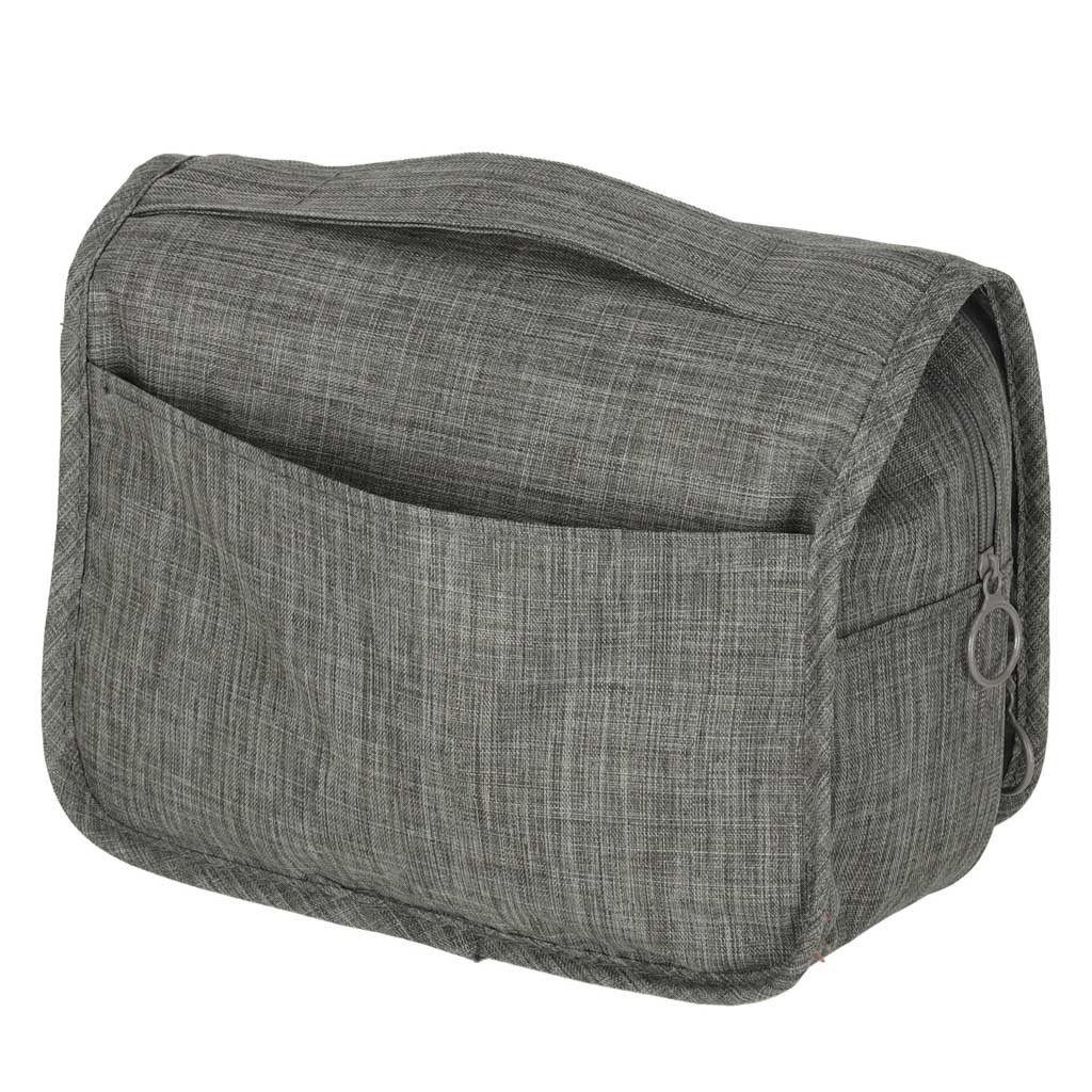 Ikonka Kosmetiktasche Kosmetiktasche Kulturbeutel faltbar Reiseorganizer mit Haken grau (Kulturbeutel faltbar Reiseorganizer mit Haken Kosmetiktasche grau, Kosmetiktasche faltbar Reiseorganizer mit Haken grau kompakt), faltbar Haken Reißverschlussfächer kompakt leicht grau Tasche