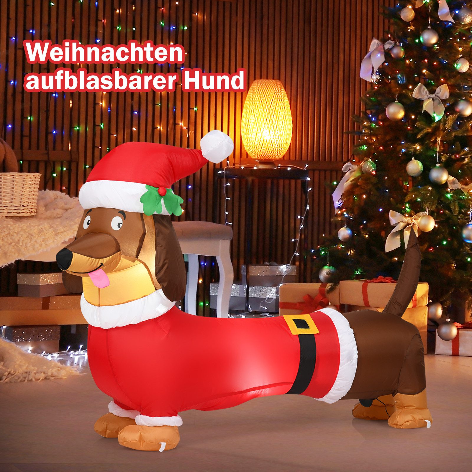 COSTWAY Weihnachtsfigur (1 St), Aufblasbarer Weihnachtsdackel, Weihnachtsde günstig online kaufen