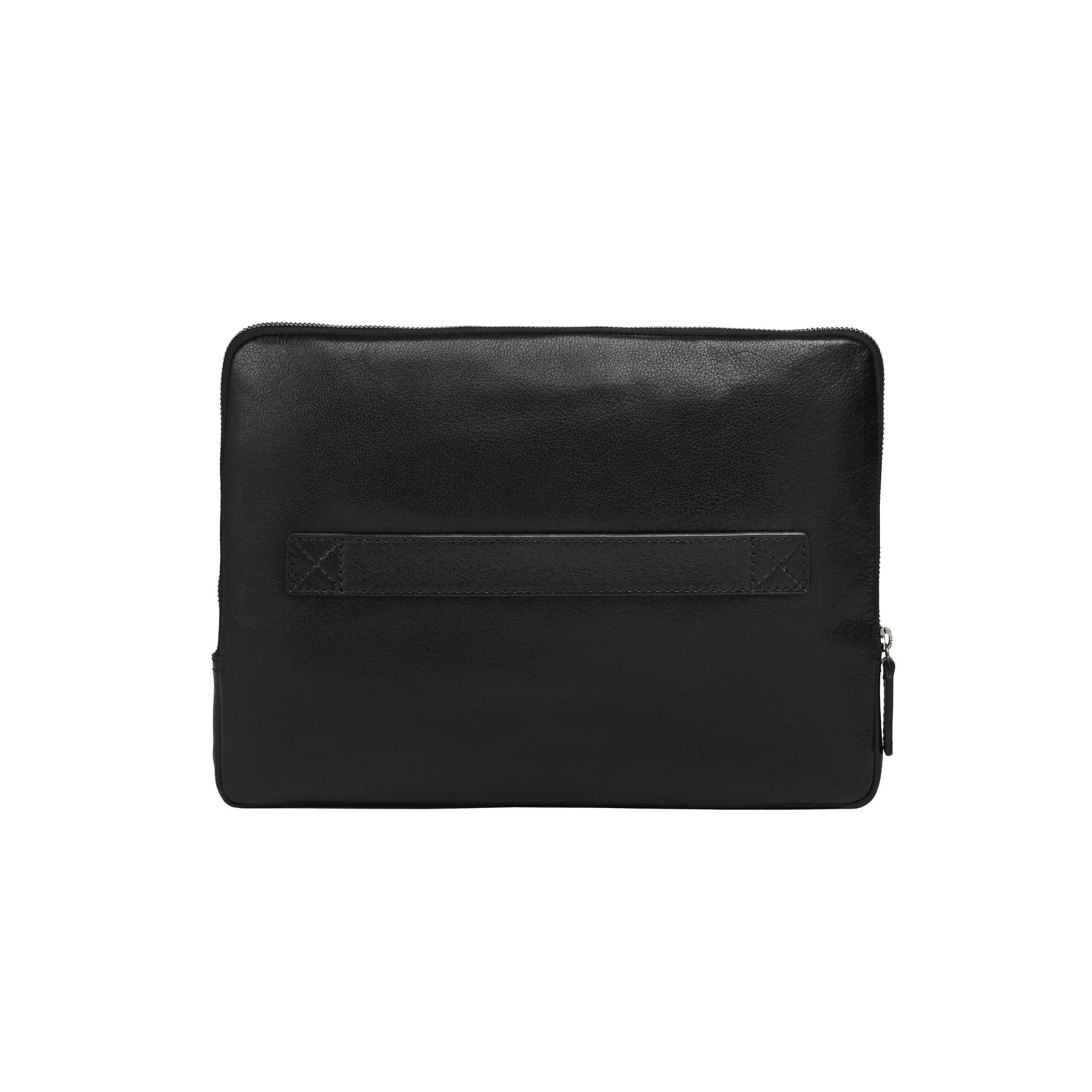 DRAKENSBERG Laptop-Hülle aus Leder »Alessio« 14" Schwarz, Leder Sleeve für 14" Notebooks wie Macbook Pro, modern elegant