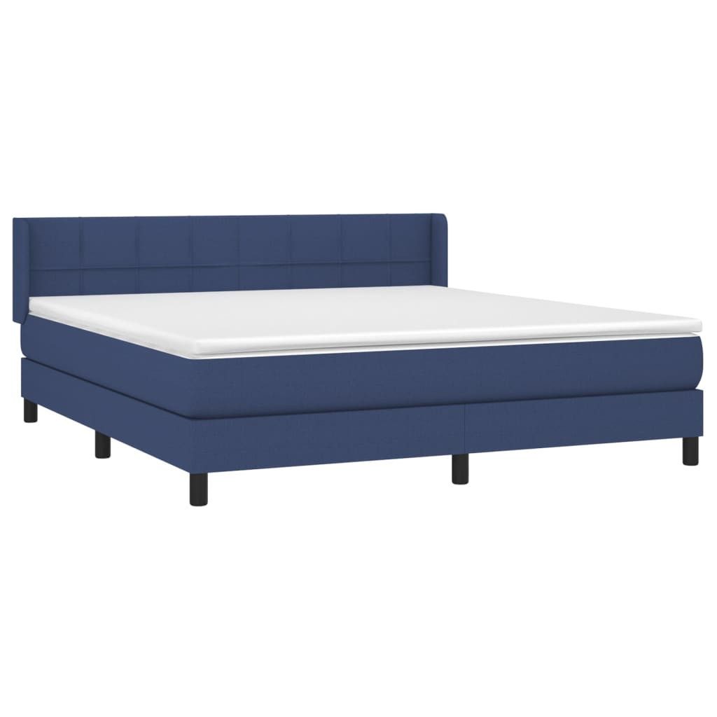 vidaXL Bett Boxspringbett mit Matratze Blau 180x200 cm Stoff