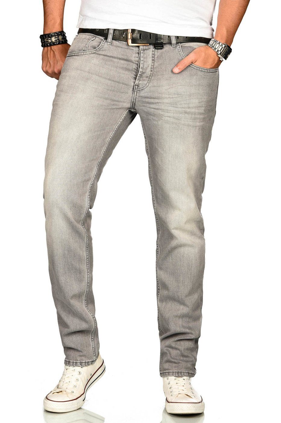 Salvarini grau Alessandro ASAngelo Straight-Jeans