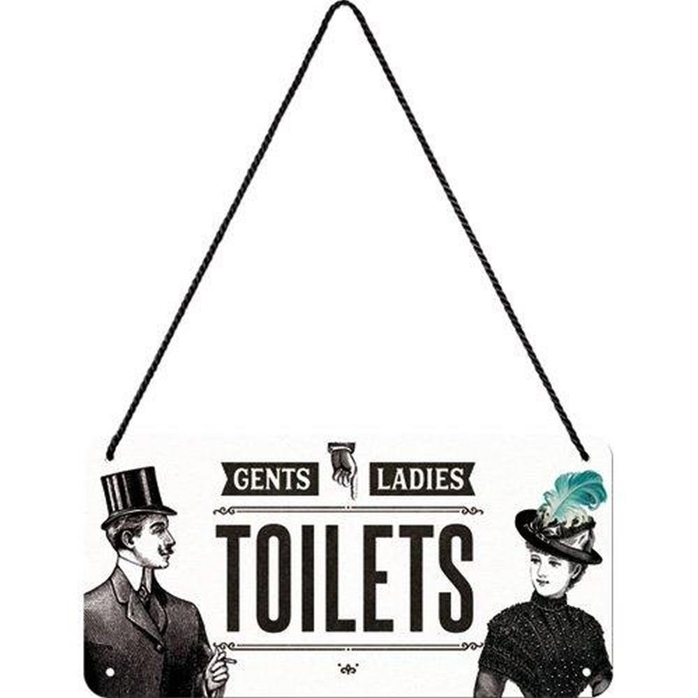 Metallschild Hängeschild - Achtung - Toilets