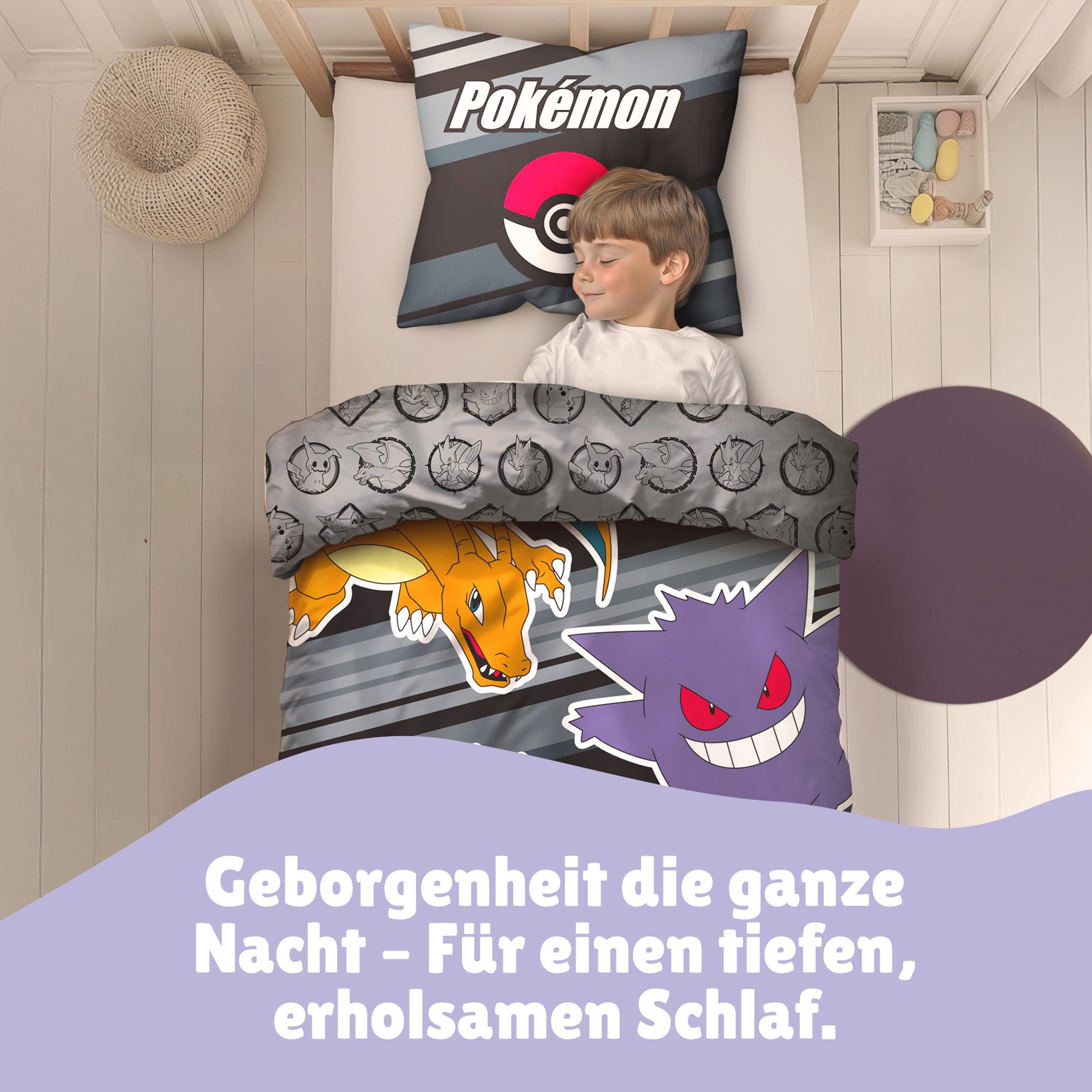 Familando Kinderbettwäsche Pokémon Fire - Set 2-teilig - 135x200 80x80 cm m günstig online kaufen
