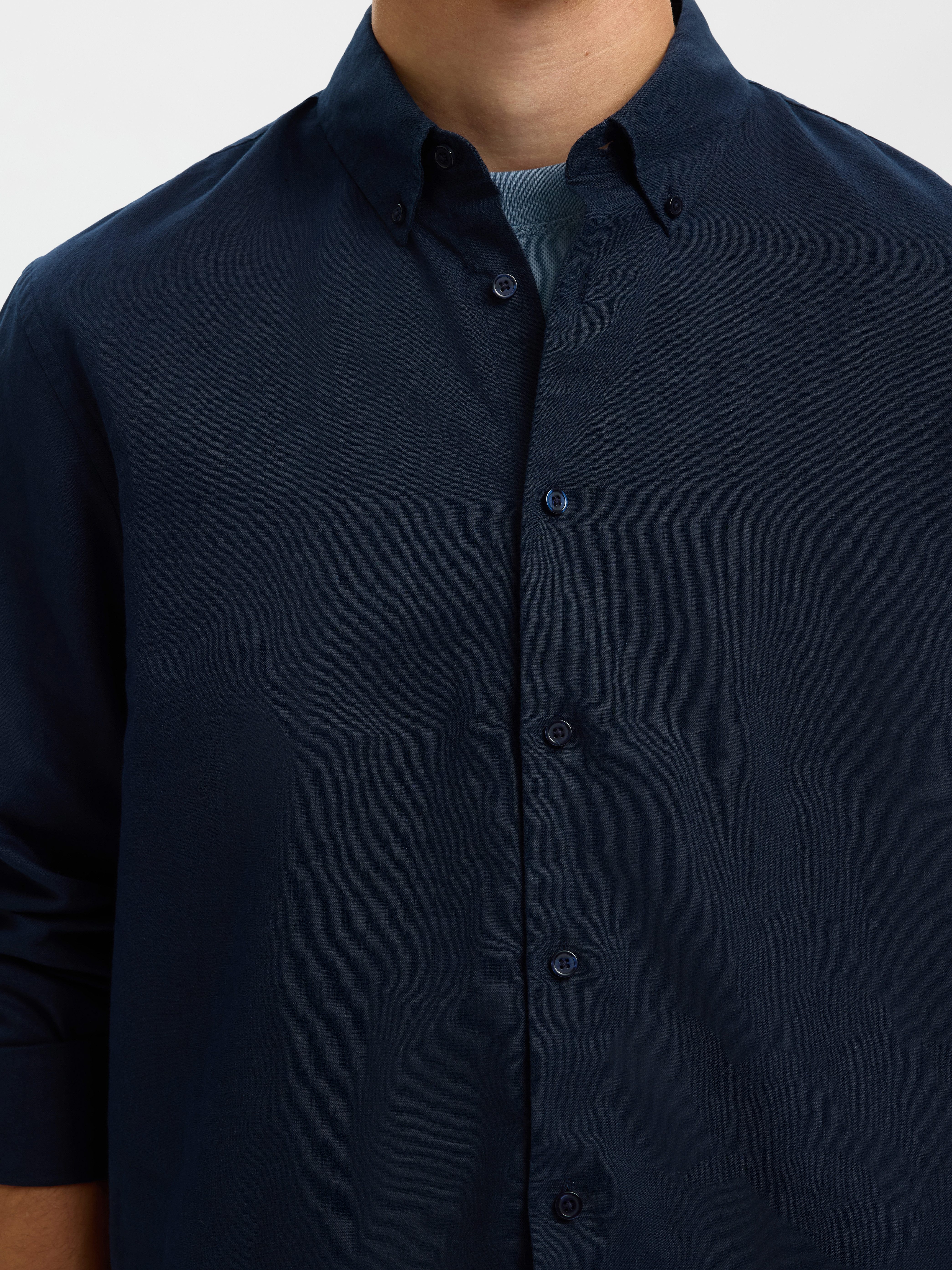Selected Langarmhemd SLHREGCLAY LINENBLEND LS SHIRT CLA NOOS Materialmix, regular fit