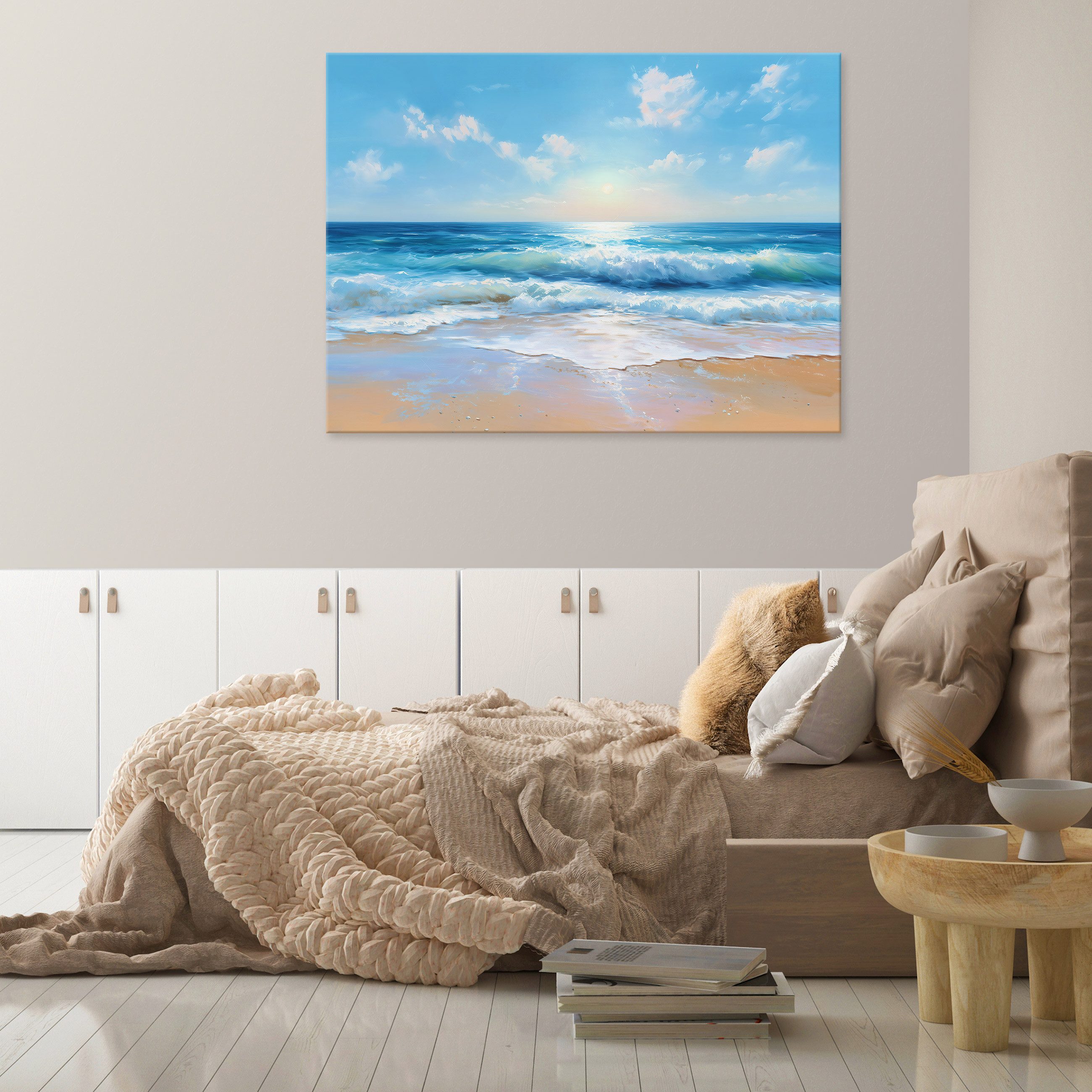 Wallarena Leinwandbild Strand Ozean Wasser Blau Modern Wandbilder Wand Deko günstig online kaufen