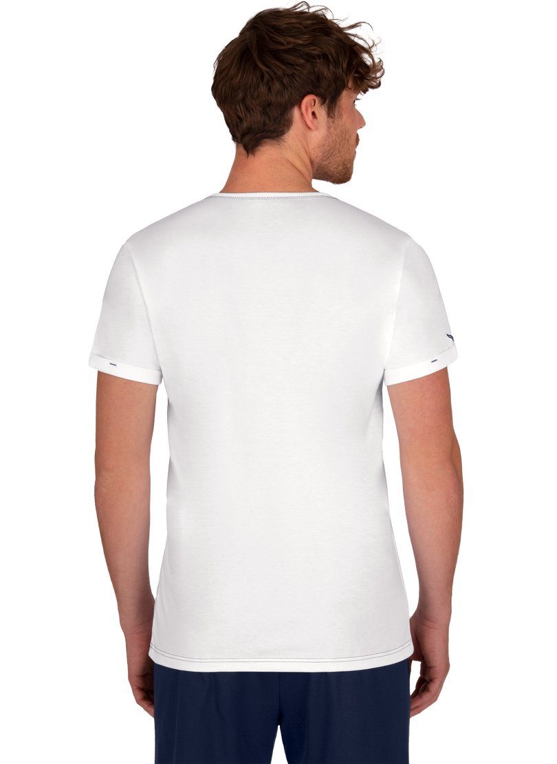 Knopfleiste T-Shirt aus T-Shirt Biobaumwolle Trigema weiss-C2C TRIGEMA