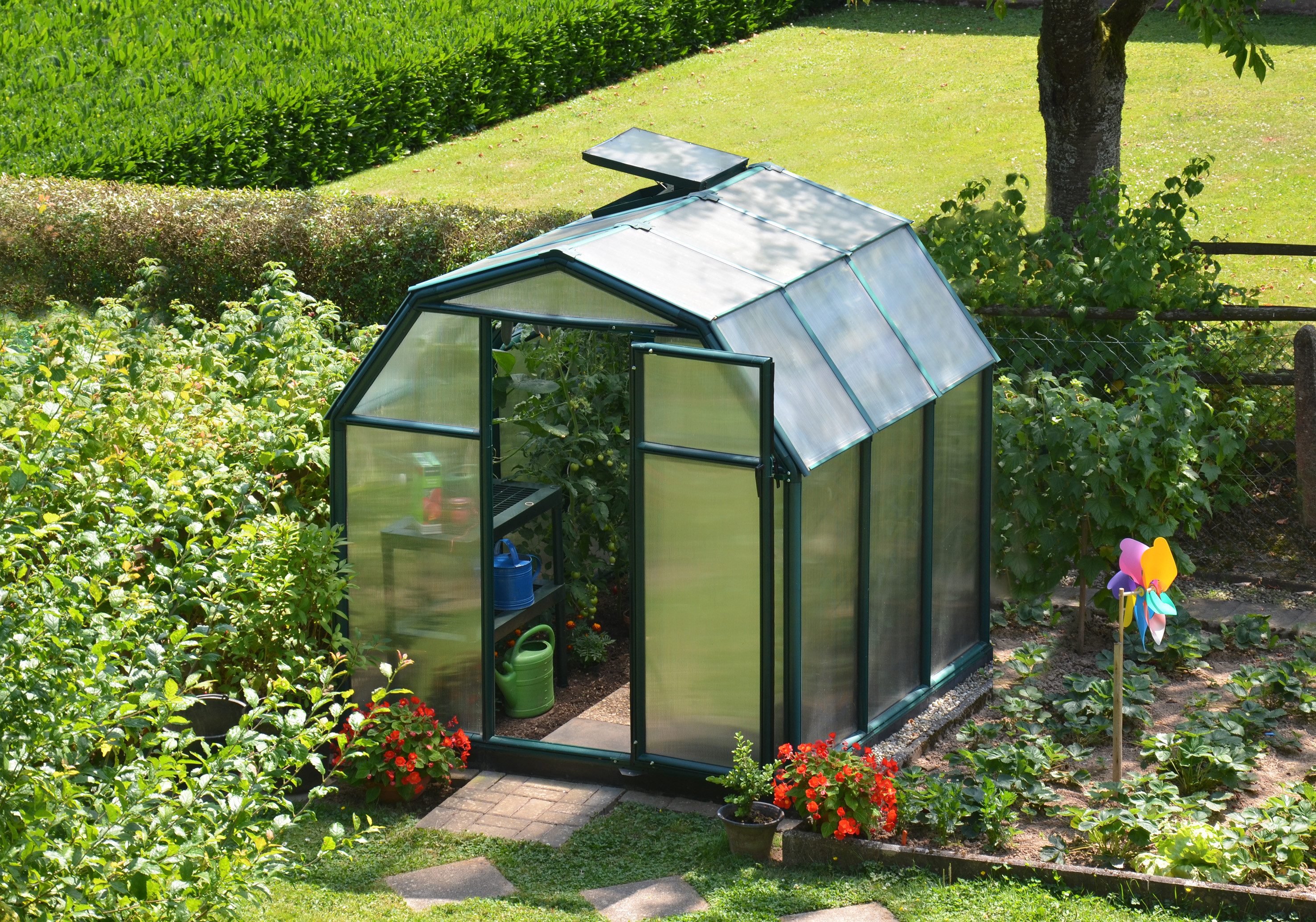 Palram – Canopia Gewächshaus Eco Grow, BxTxH: 204 x 197 x 198 cm, BxLxH: 60 x 124 x 198 cm, 6 mm Wandstärke, lebenslang widerstandsfähige Wandpaneele grün | Rabatt: 21%