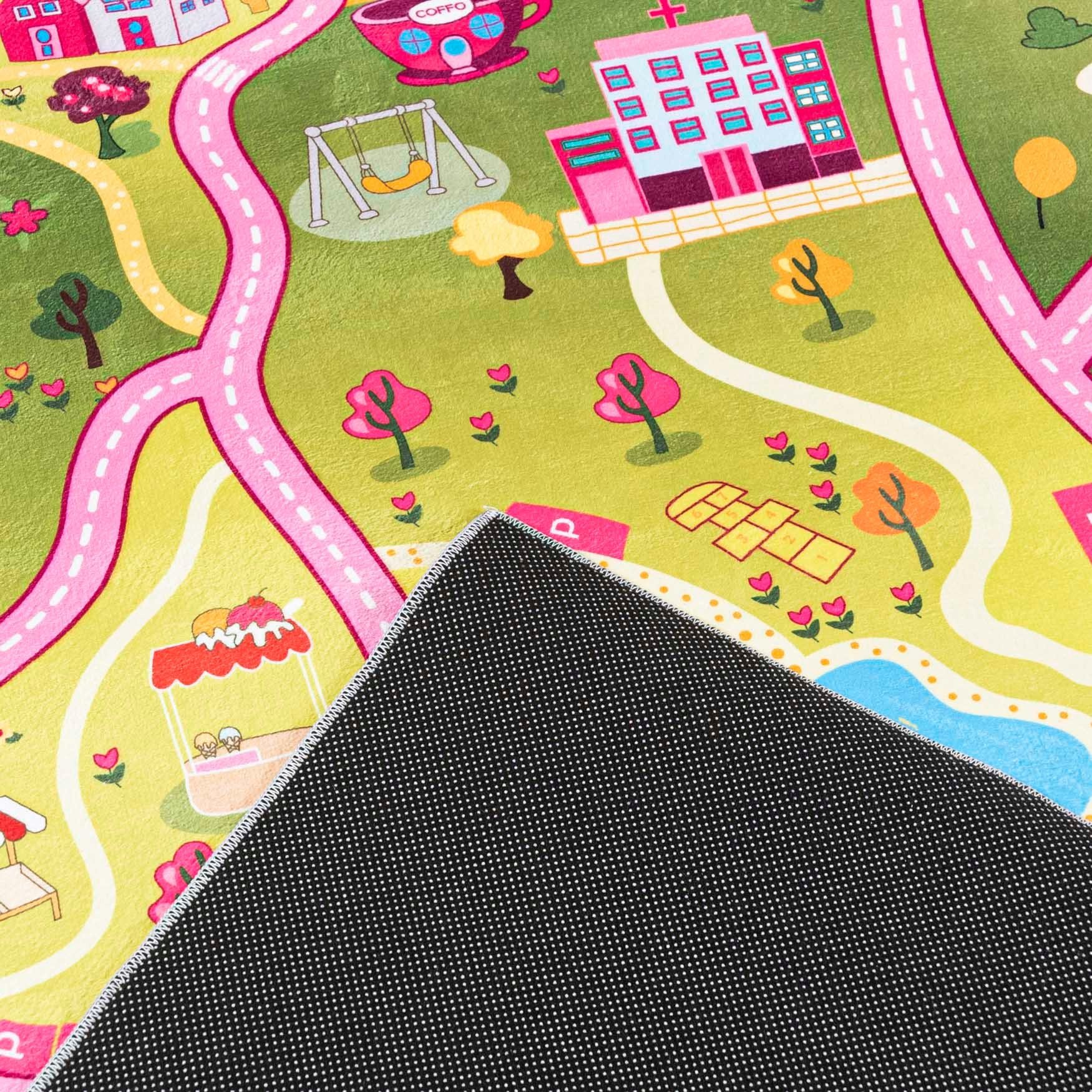 Mazovia Kinderteppich Straßen Bunt Rosa Kinderzimmer, Fußbodenheizung – Bild 5 von 5
